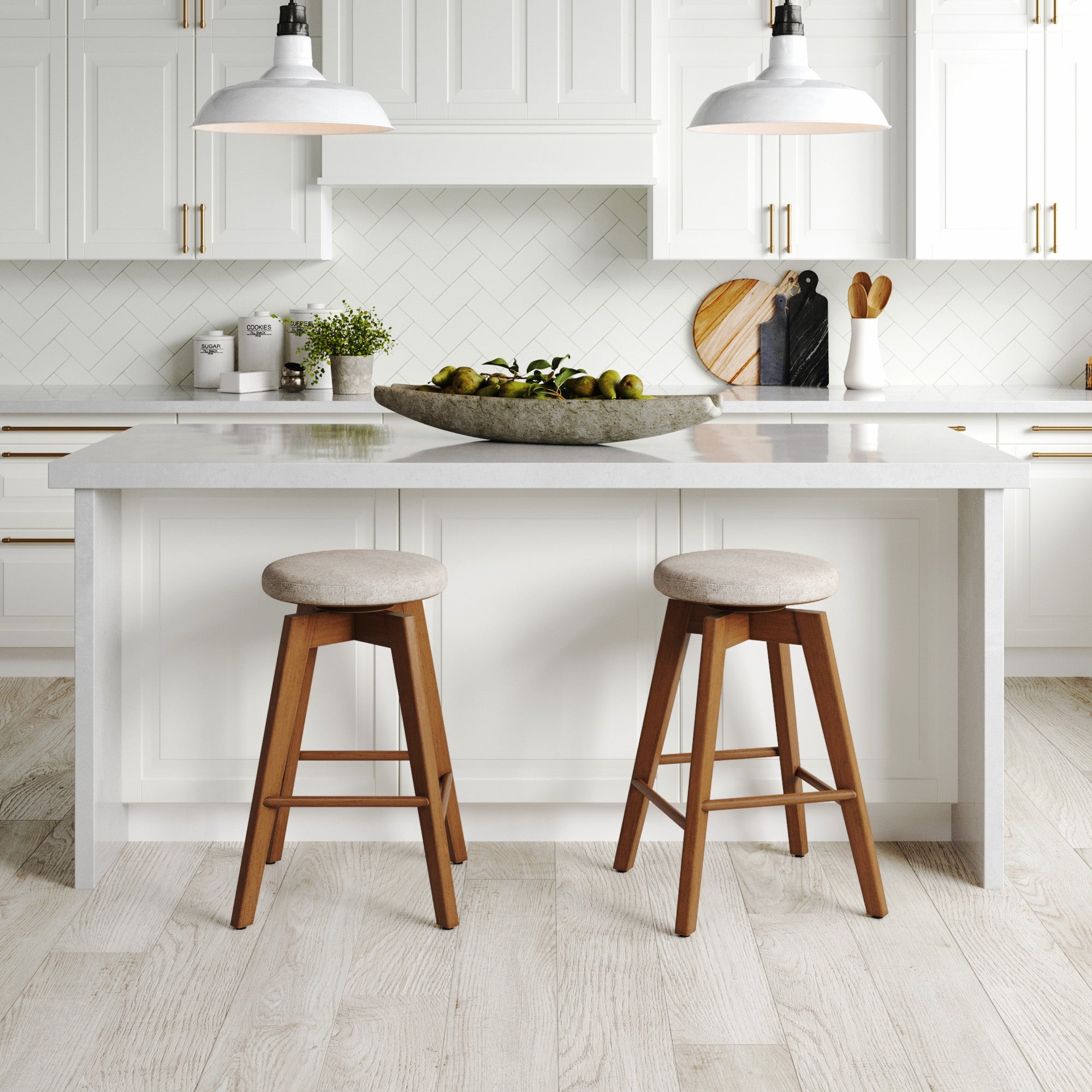 Wood Swivel Counter Height Bar Stools Brown (Set of 2) - Nathan James