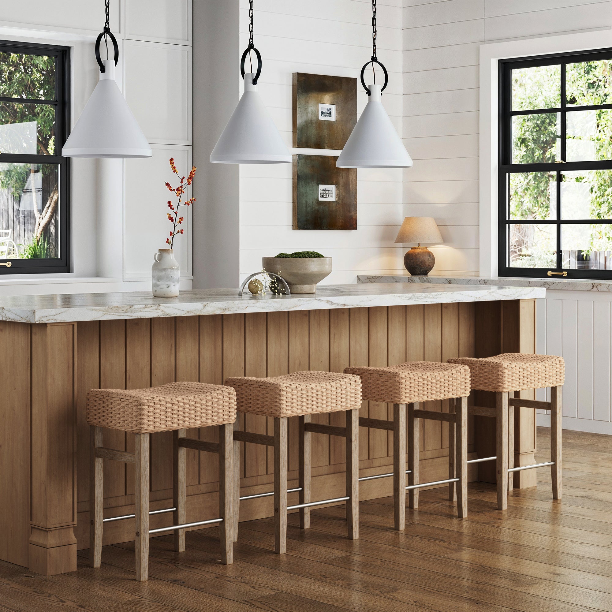 Woven Seagrass Counter Height Bar Stool Brown - Nathan James