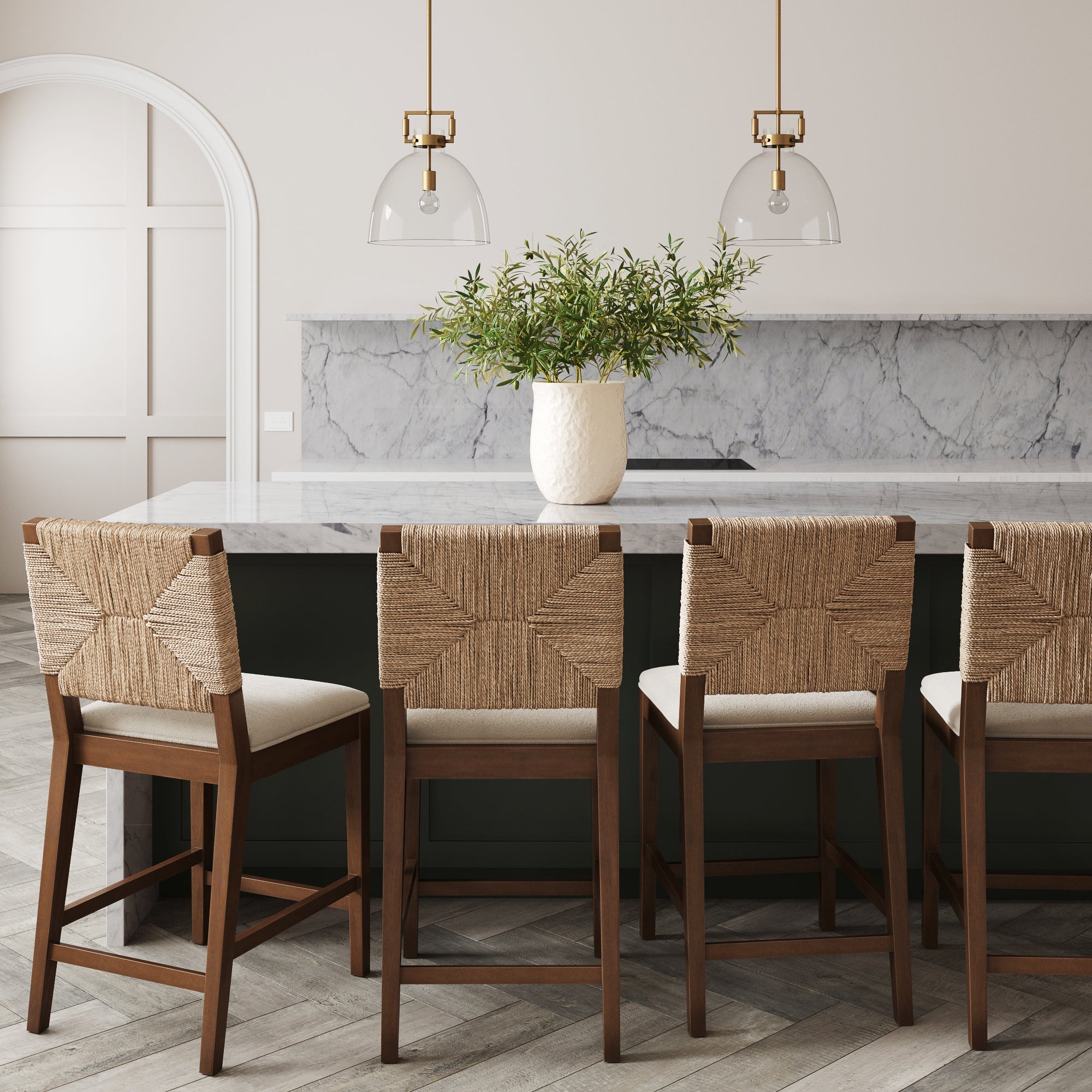 Seagrass Counter Height Bar Stools Dark Brown (Set of 4) - Nathan James