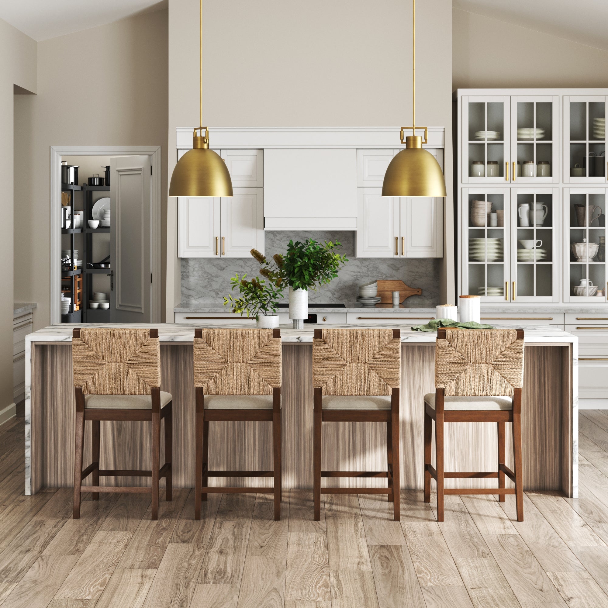 Seagrass Counter Height Bar Stools Dark Brown (Set of 4) - Nathan James