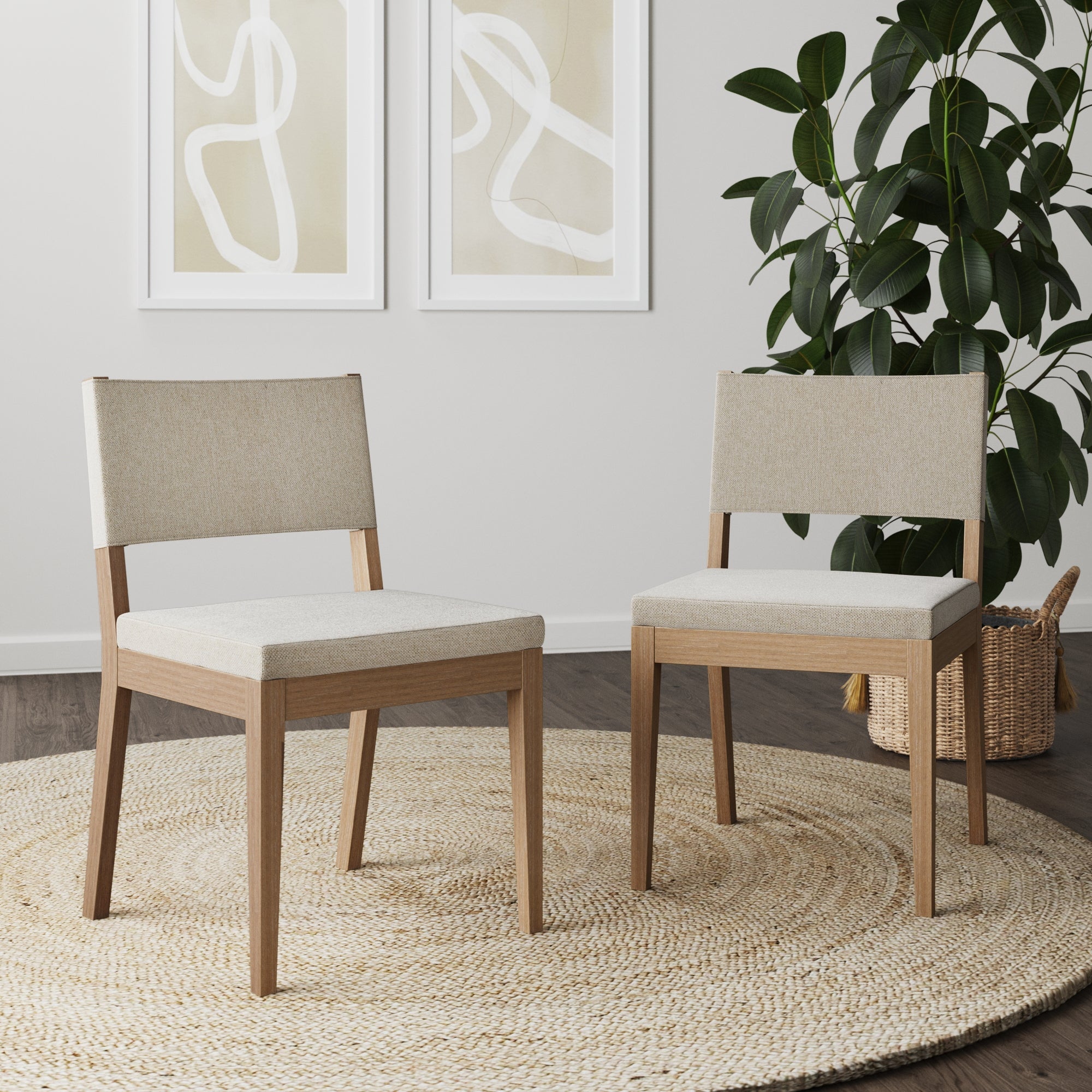 Upholstered Dining Chair Light Brown (Set of 2) - Nathan James
