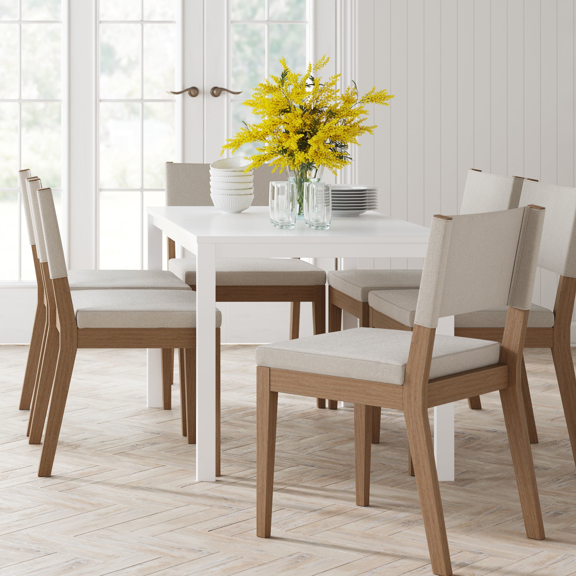 Upholstered Dining Chair Light Brown (Set of 6) - Nathan James