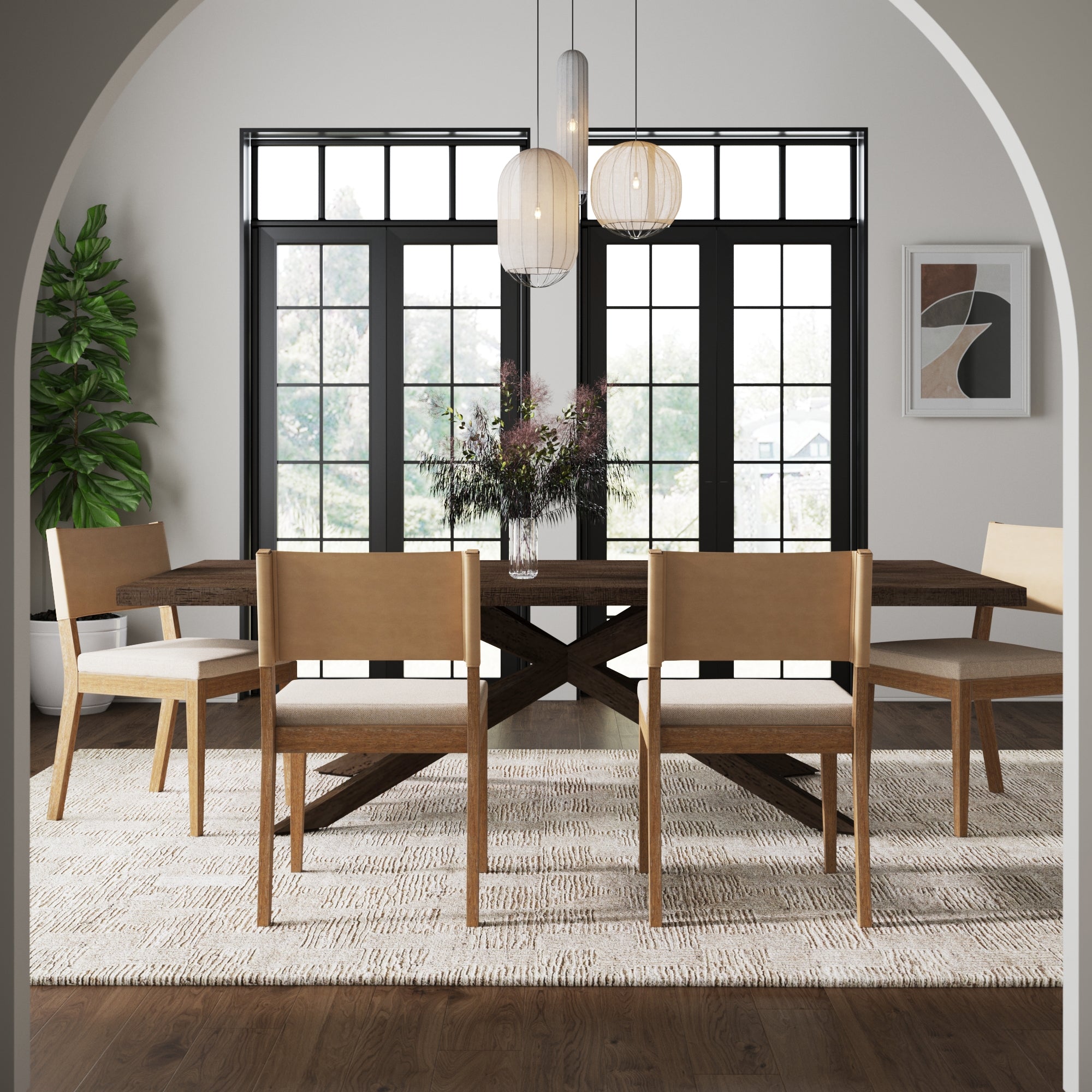 Wood & Faux Leather Dining Chair Light Brown - Nathan James