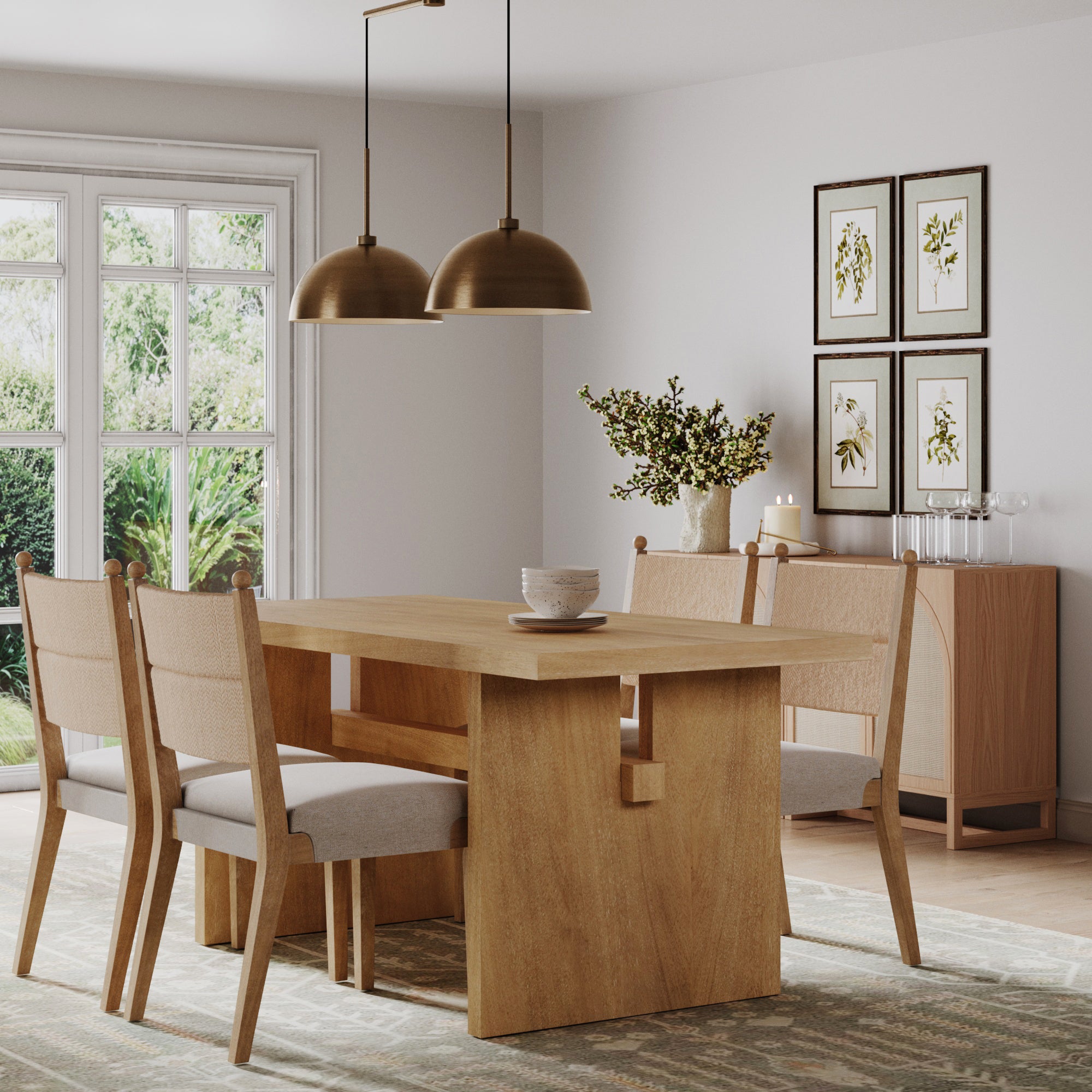Boho Natural Flax & Seagrass Dining Chair (Set of 4) - Nathan James