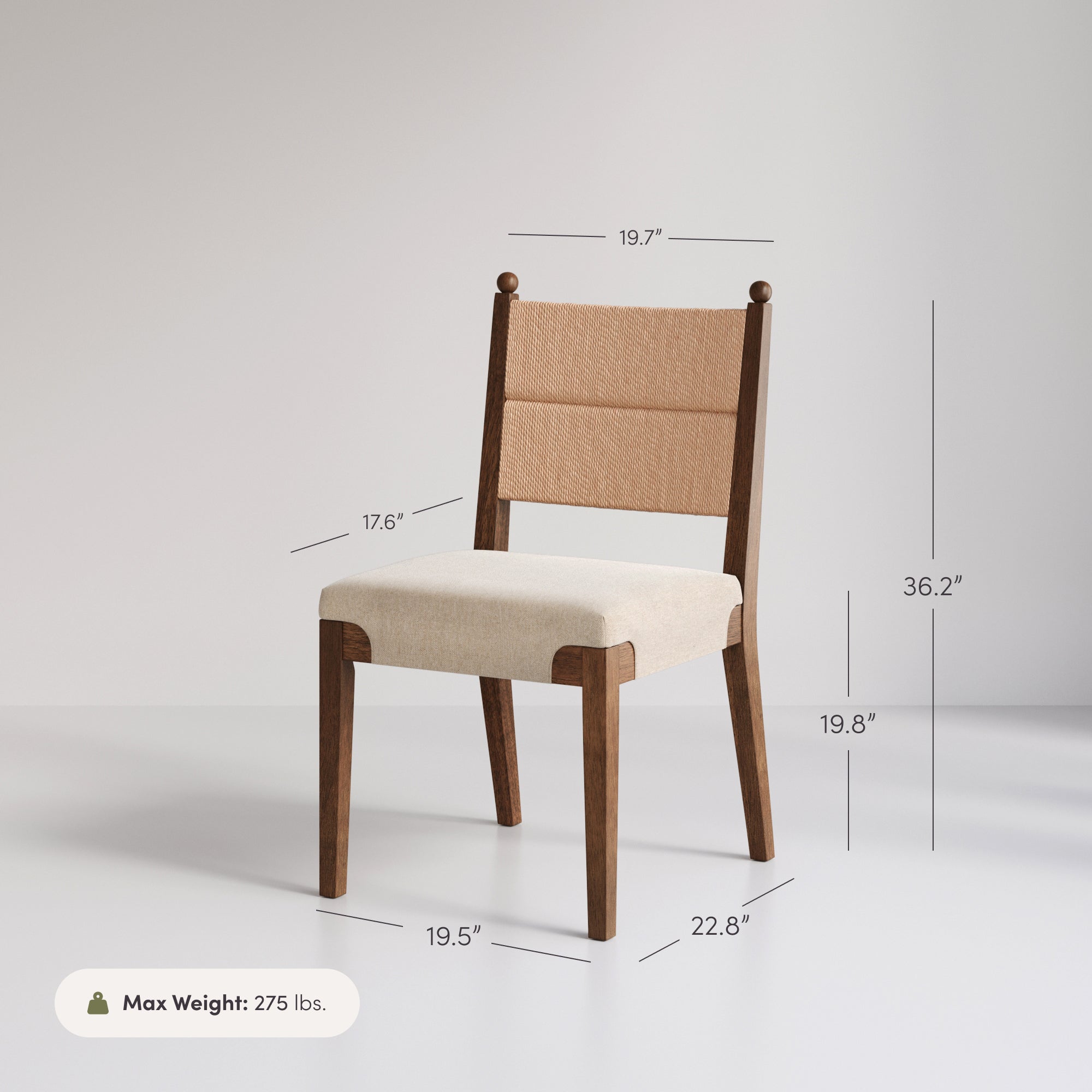 Modern Seagrass Dining Chair Upholstered Flax Dark Brown (Set of 6) - Nathan James