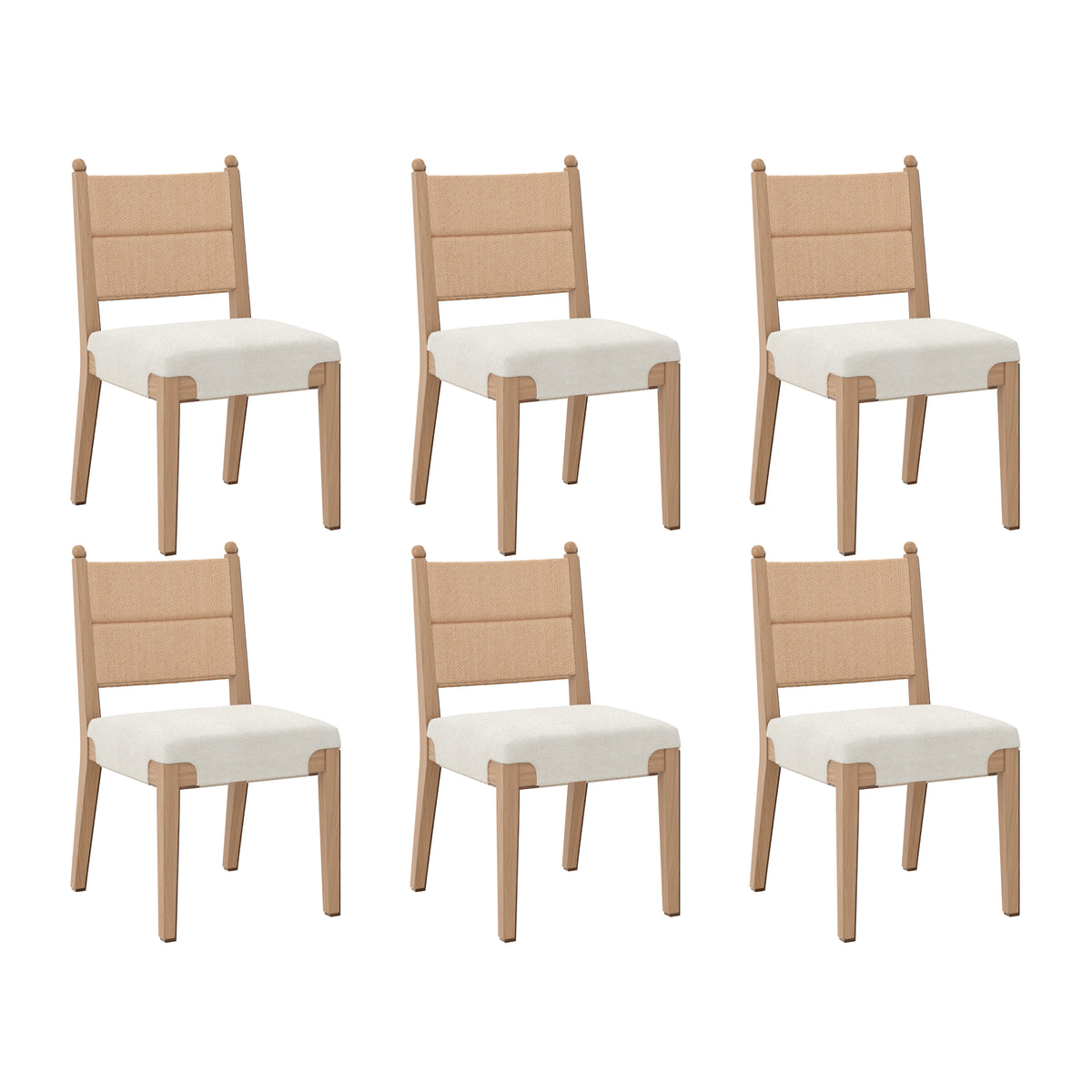 Modern Boucle Seagrass Dining Chair Upholstered Oak (Set of 6) - Nathan James