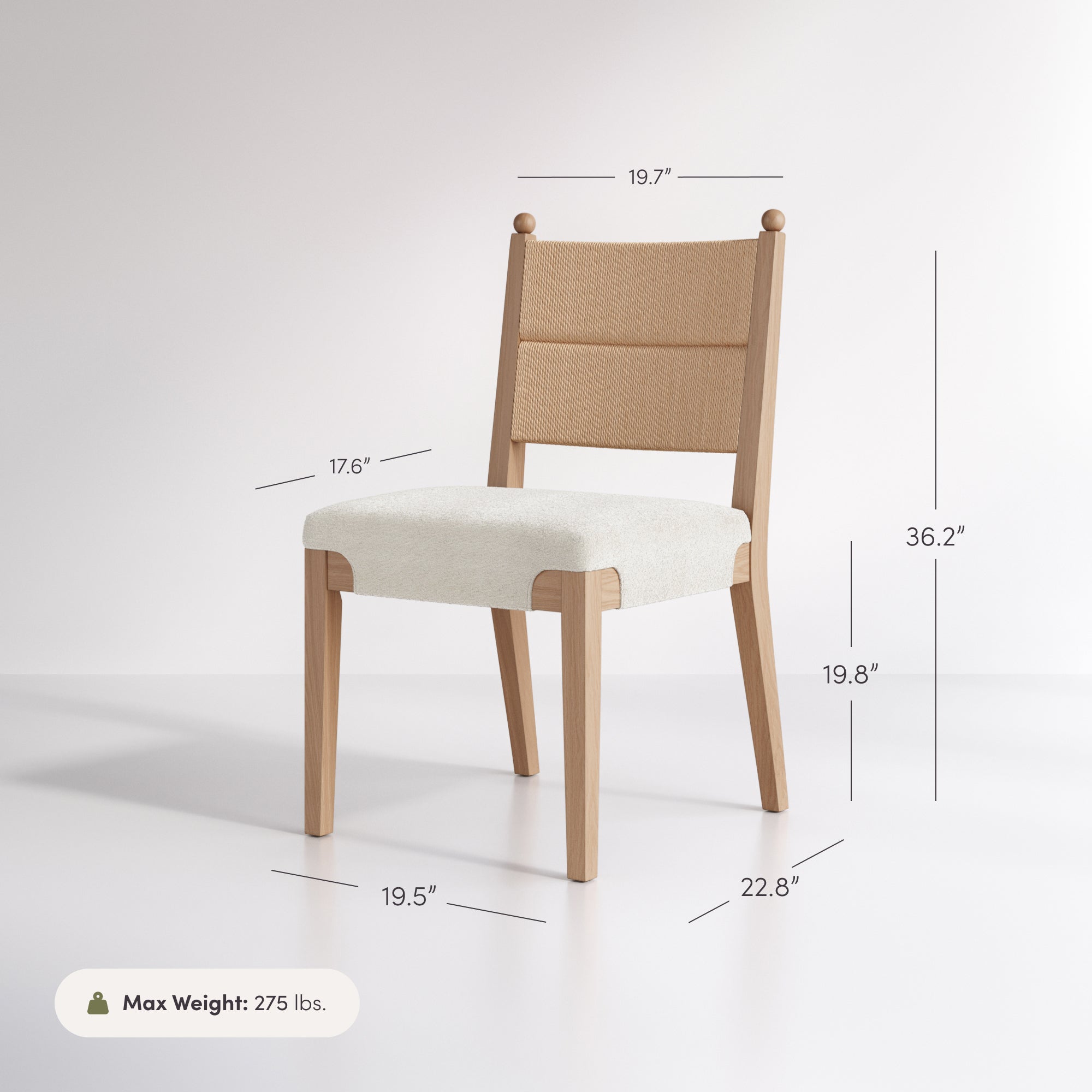 Modern Boucle Seagrass Dining Chair Upholstered Oak (Set of 6) - Nathan James