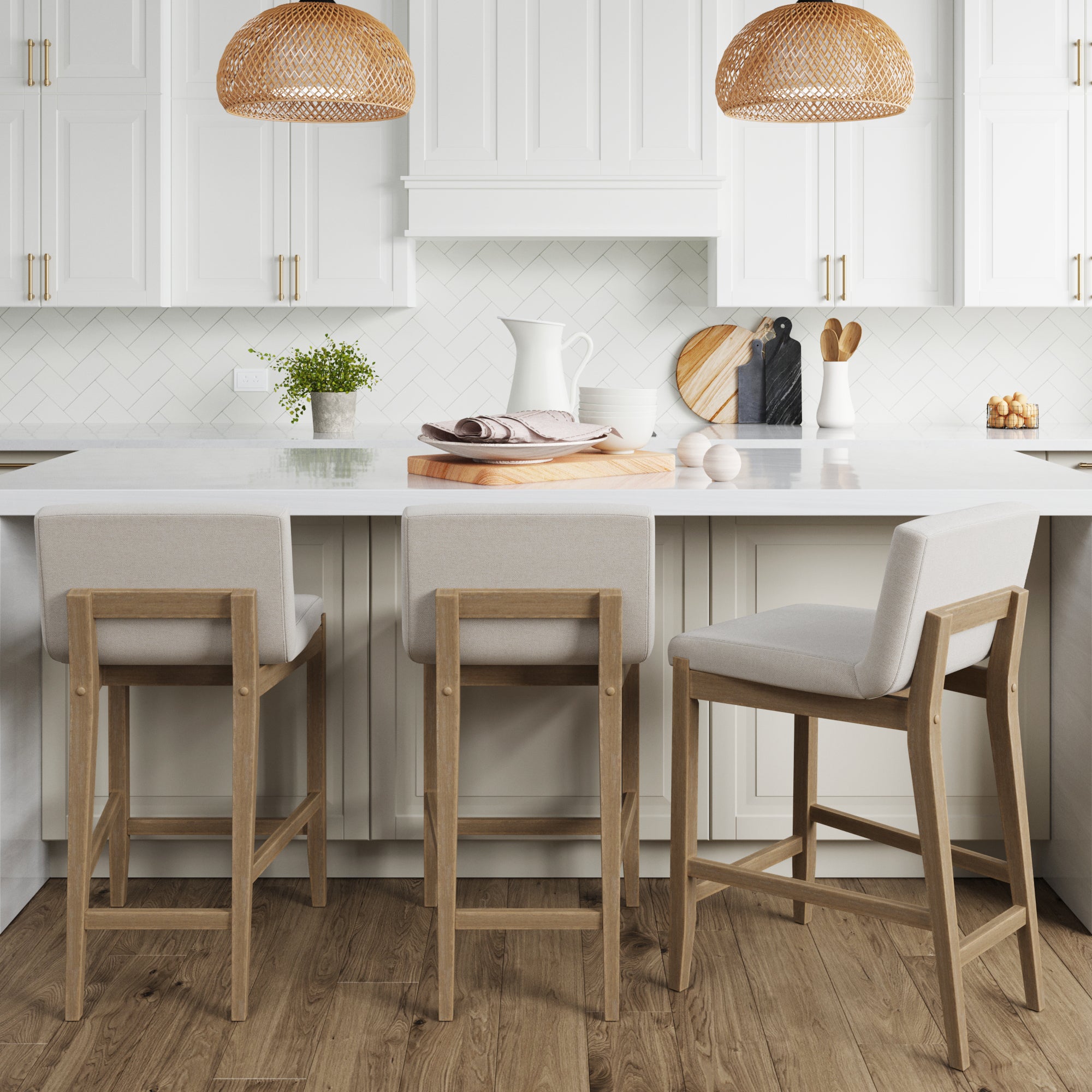 Wood Counter Height Bar Stools Light Brown (Set of 3) - Nathan James