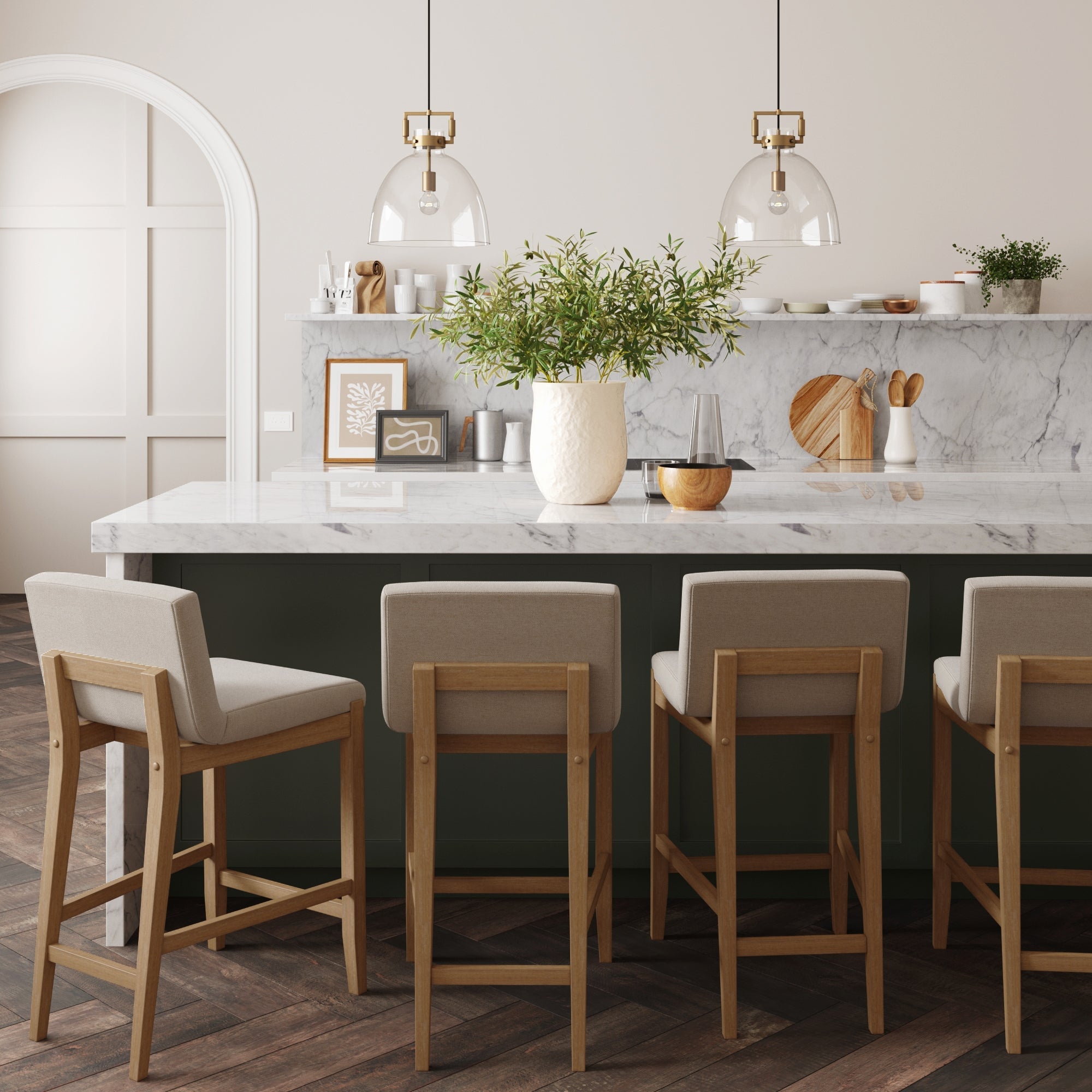 Wood Counter Height Bar Stools Light Brown (Set of 4) - Nathan James