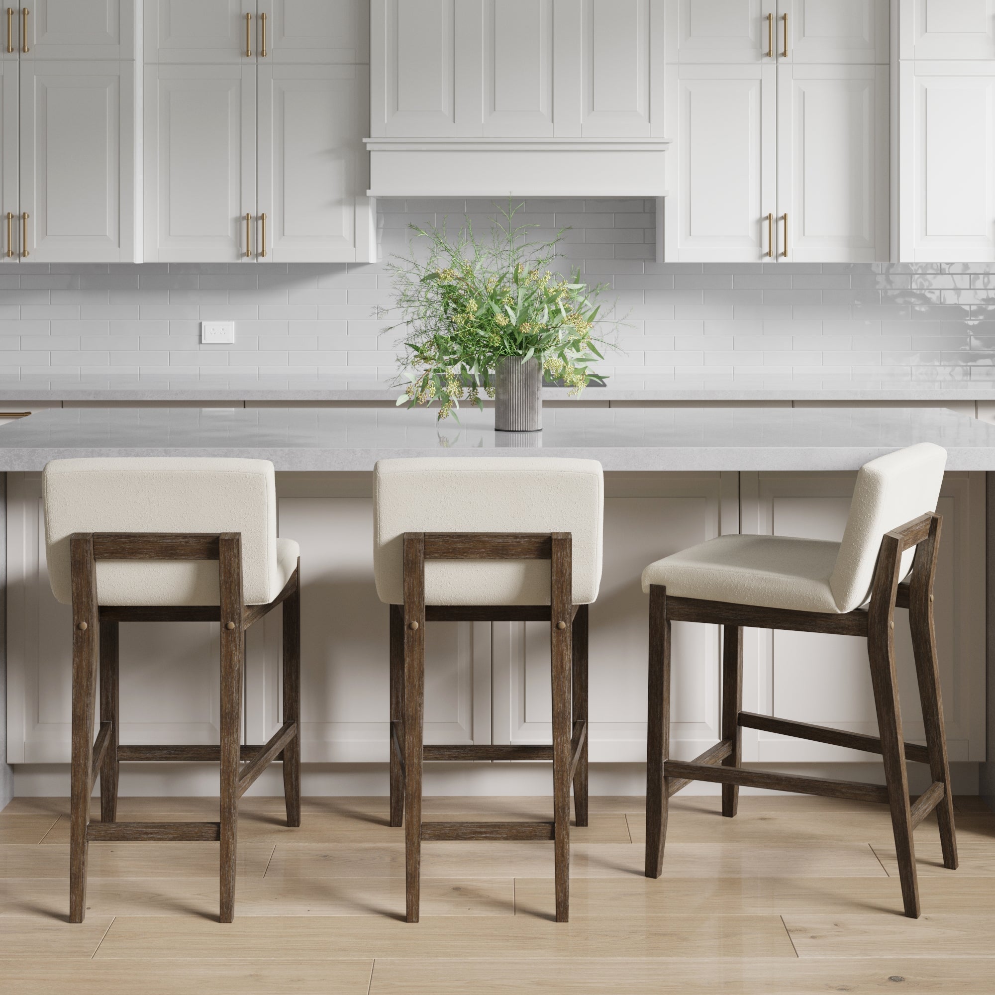 Wood Boucle Counter Height Bar Stool Dark Brown - Nathan James