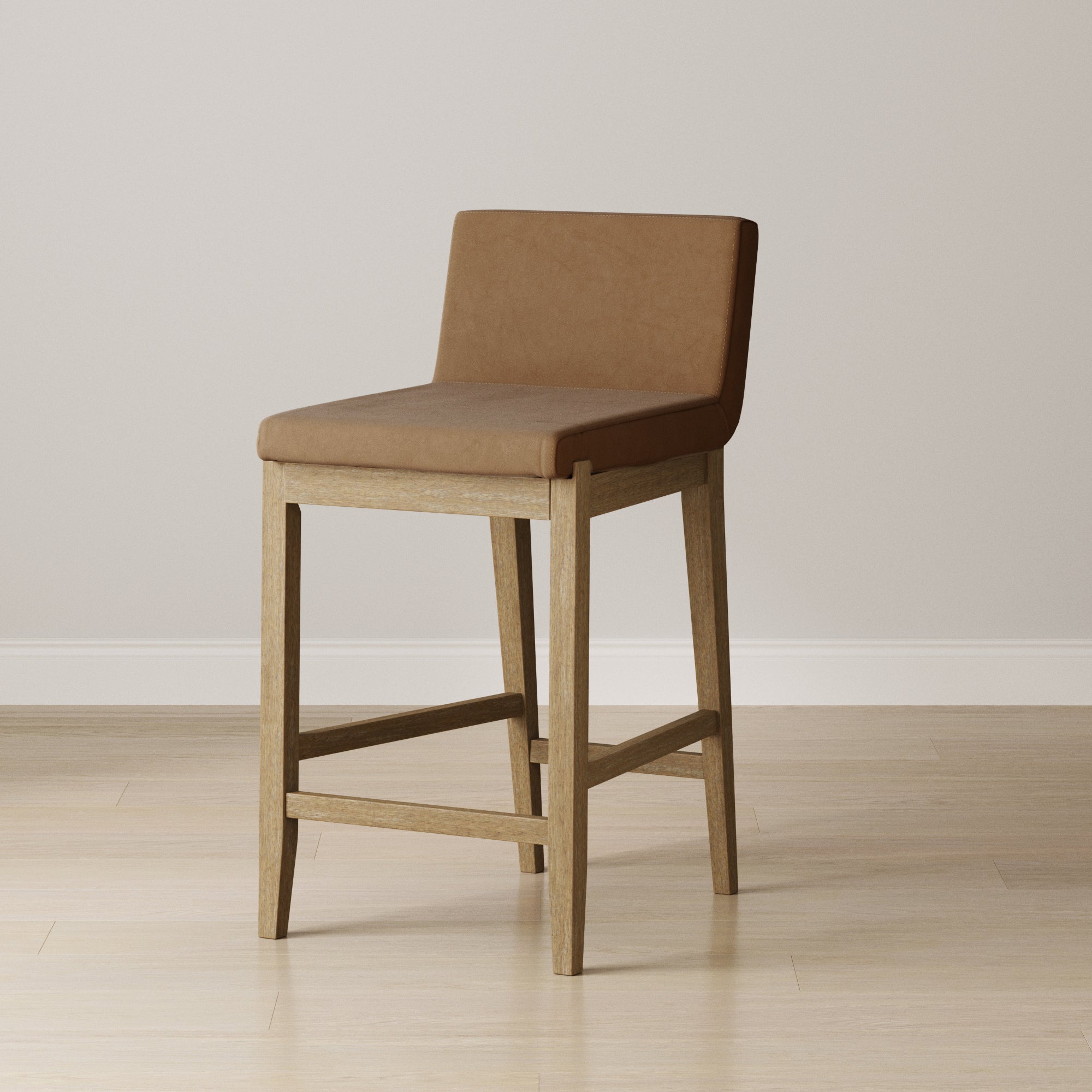 Wood Faux Suede Counter Height Bar Stool Light Brown - Nathan James
