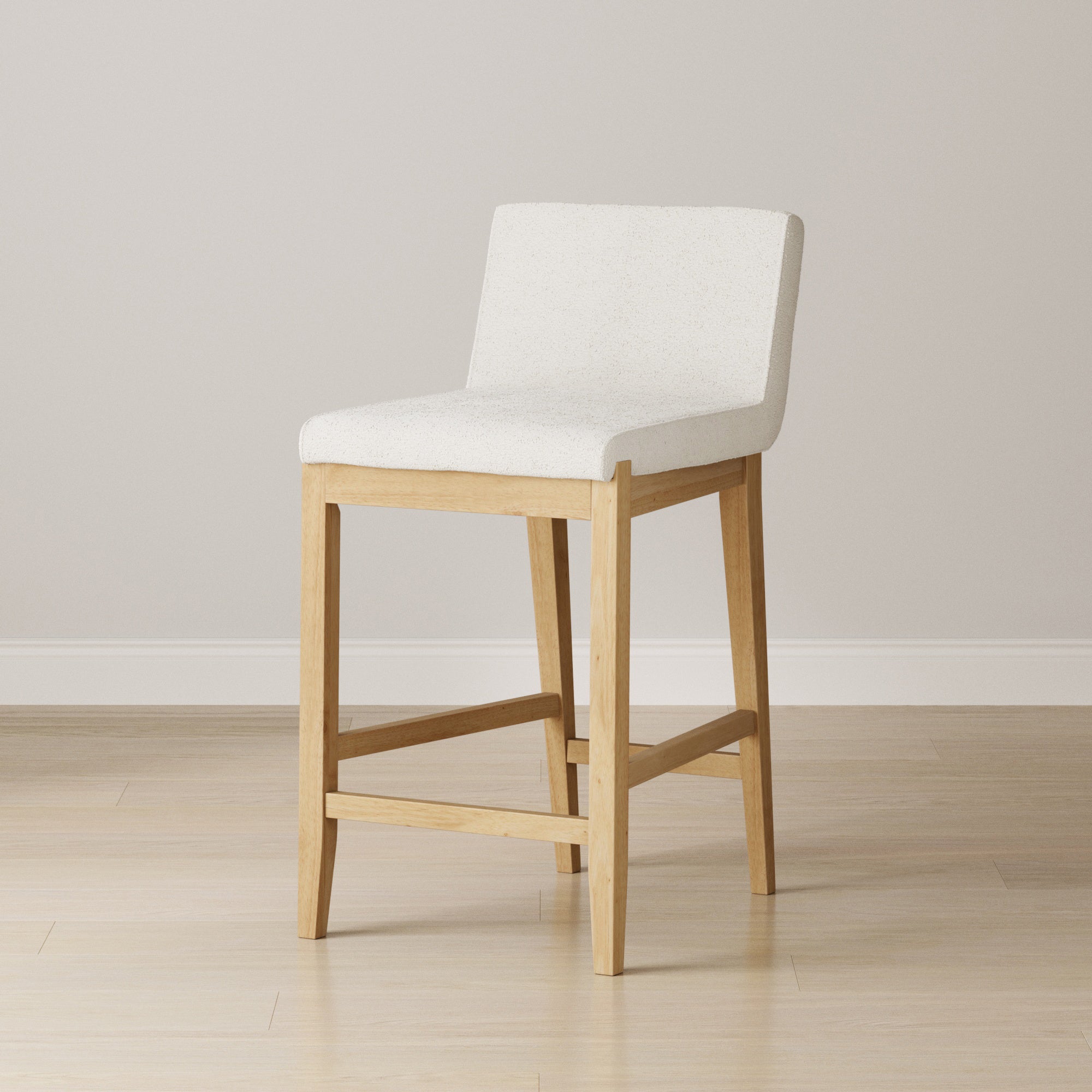 Wood Boucle Counter Height Bar Stool Warm Pine