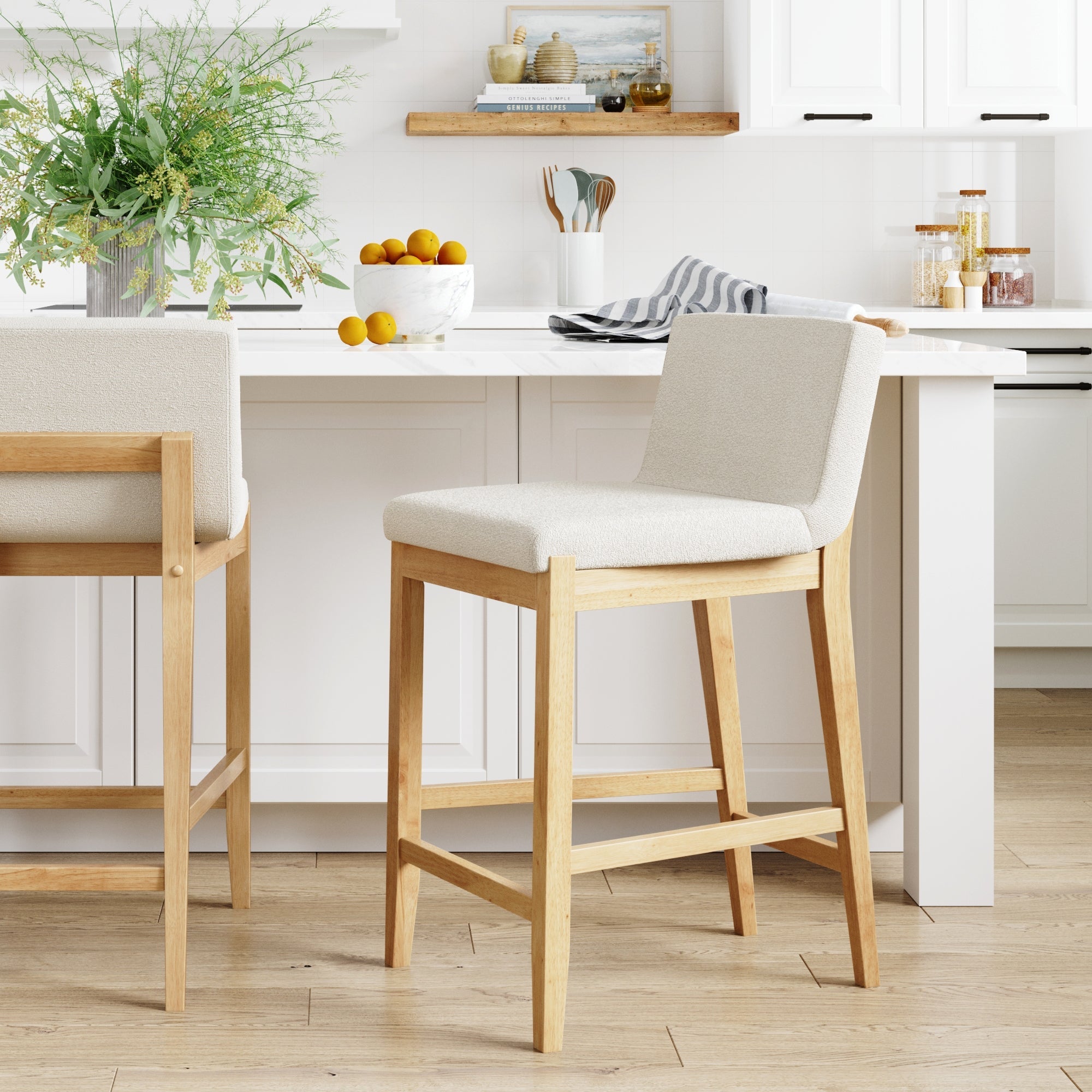 Wood Boucle Counter Height Bar Stool Warm Pine - Nathan James