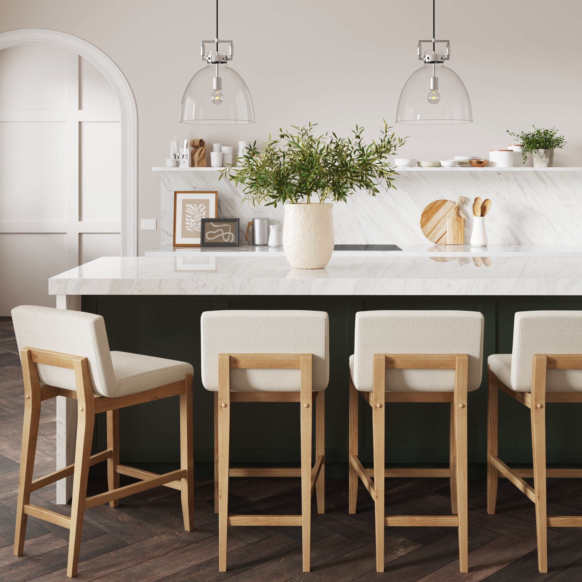 Boucle Counter Height Bar Stools Warm Pine (Set of 4) - Nathan James