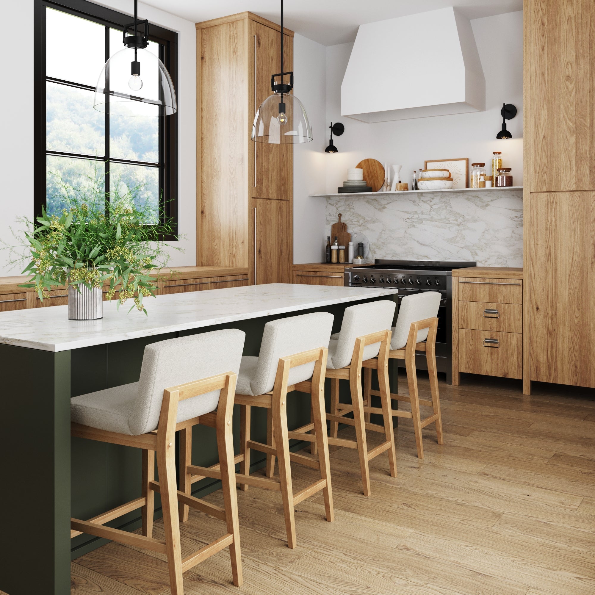 Wood Boucle Counter Height Bar Stool Warm Pine - Nathan James