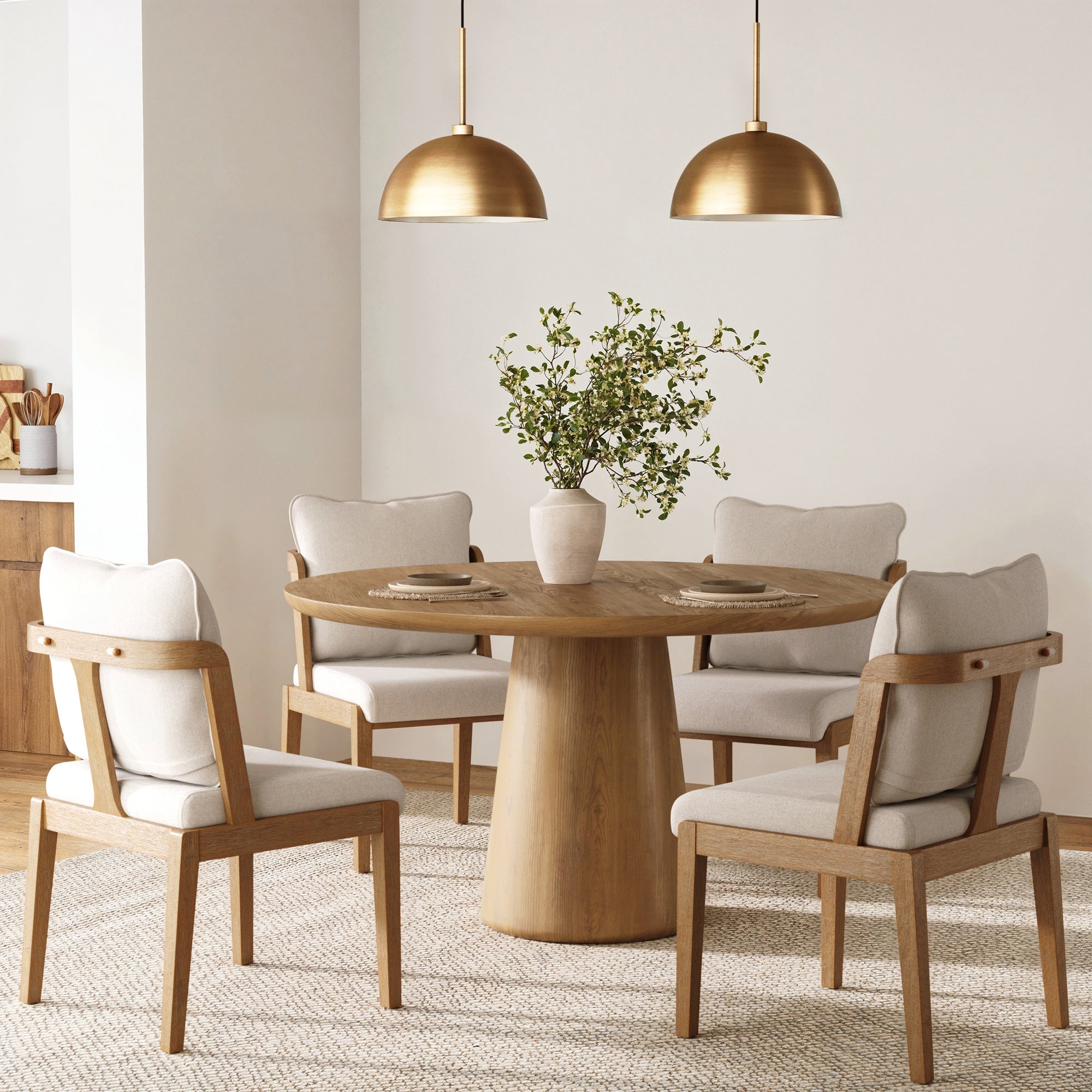 Scandinavian Dining Chair with Back Light Brown (Set of 4) - Nathan James