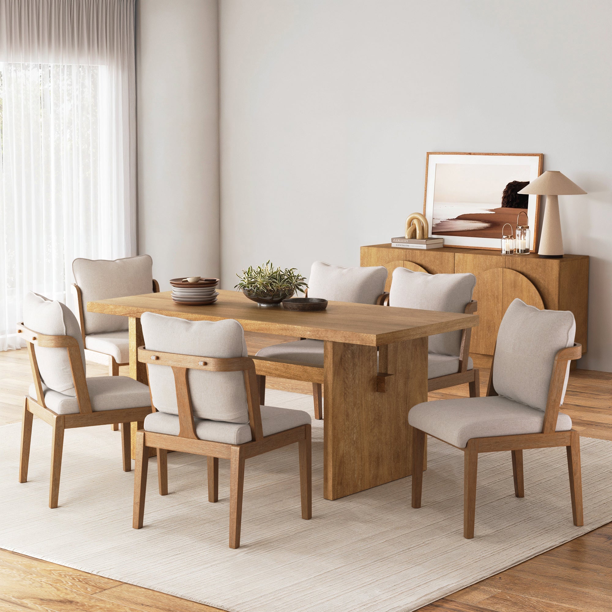 Scandinavian Dining Chair with Back Light Brown (Set of 6) - Nathan James