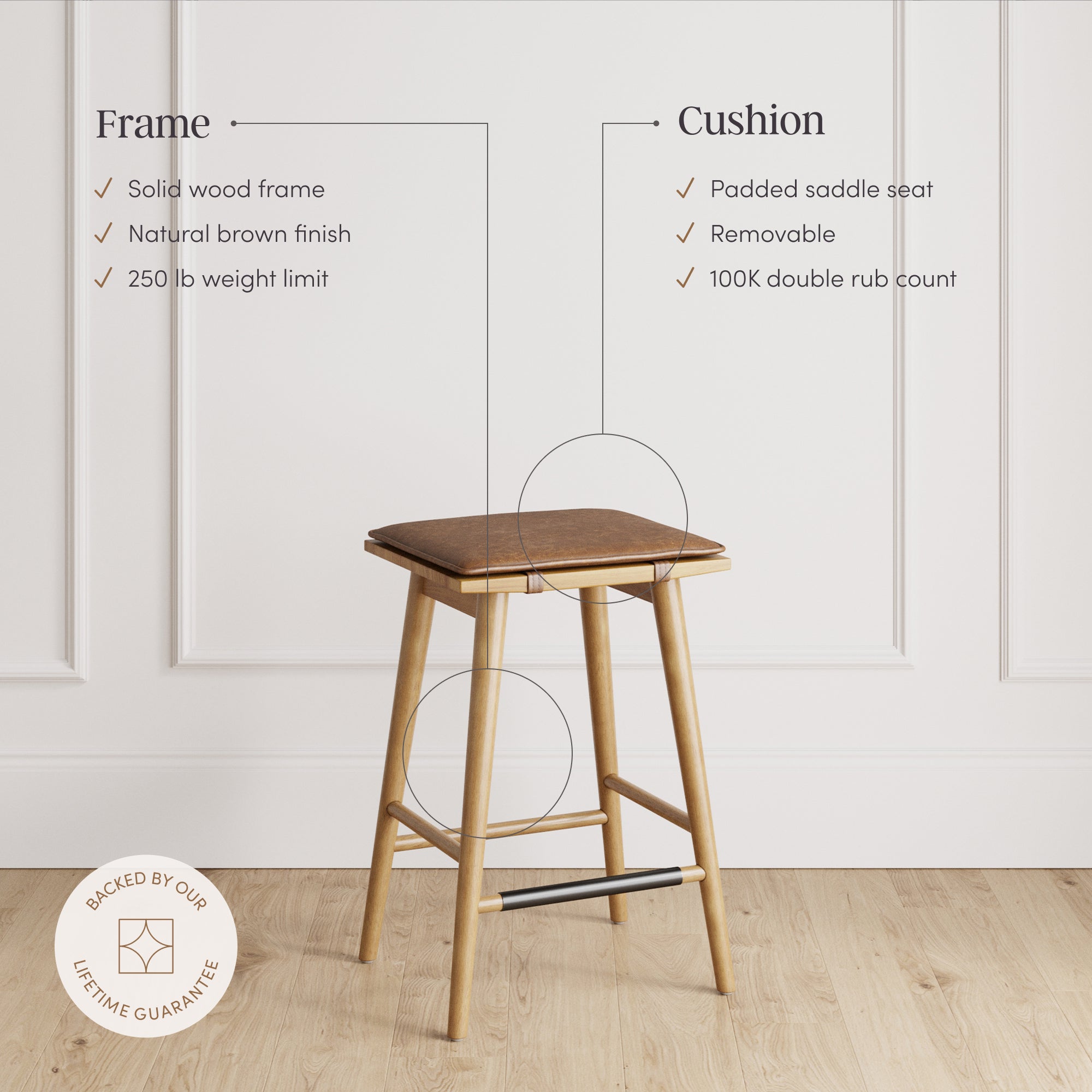 Cushioned Counter Height Bar Stools Warm Pine (Set of 4) - Nathan James