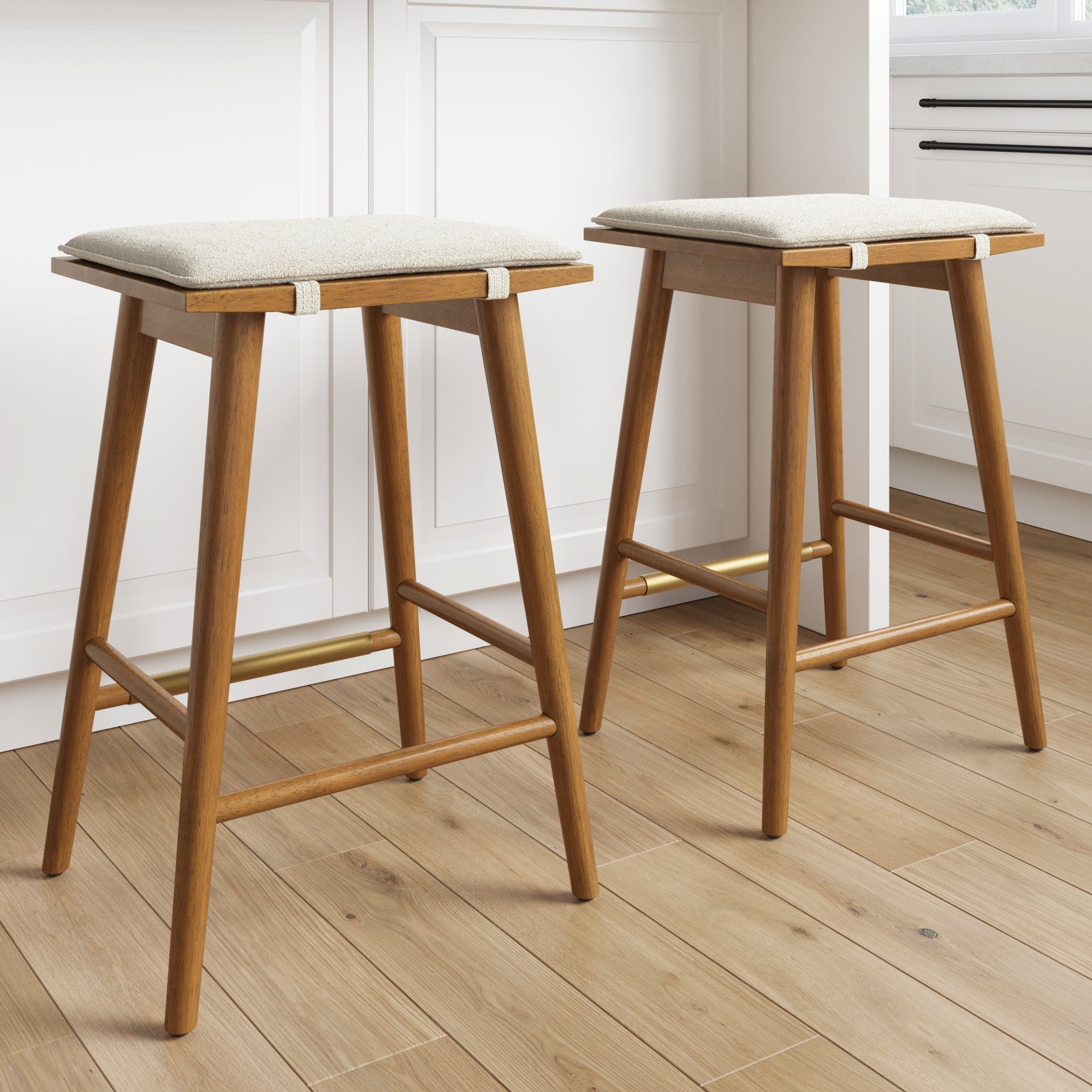 Boucle Counter Height Bar Stools Brown (Set of 2) - Nathan James