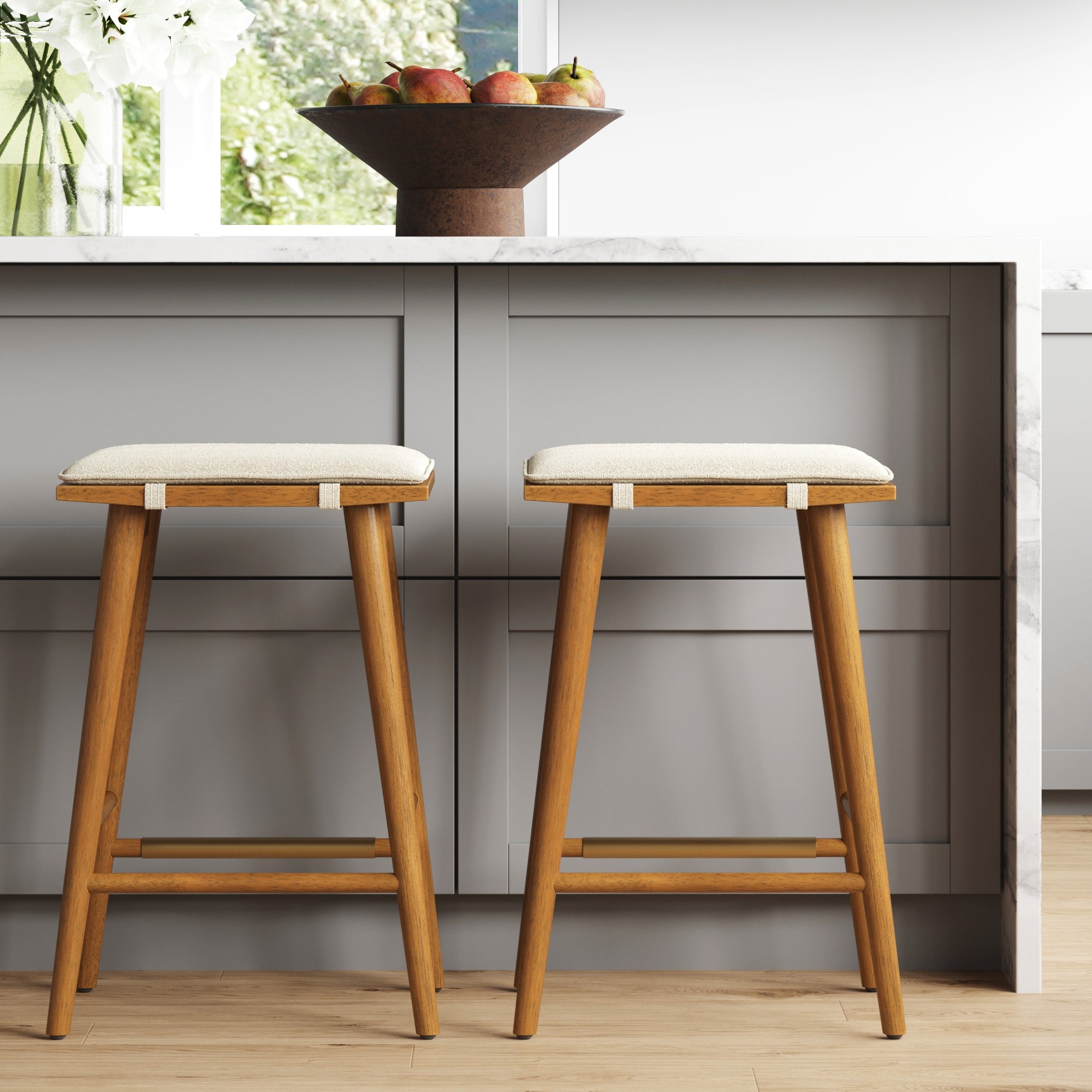 Boucle Counter Height Bar Stools Brown (Set of 2) - Nathan James
