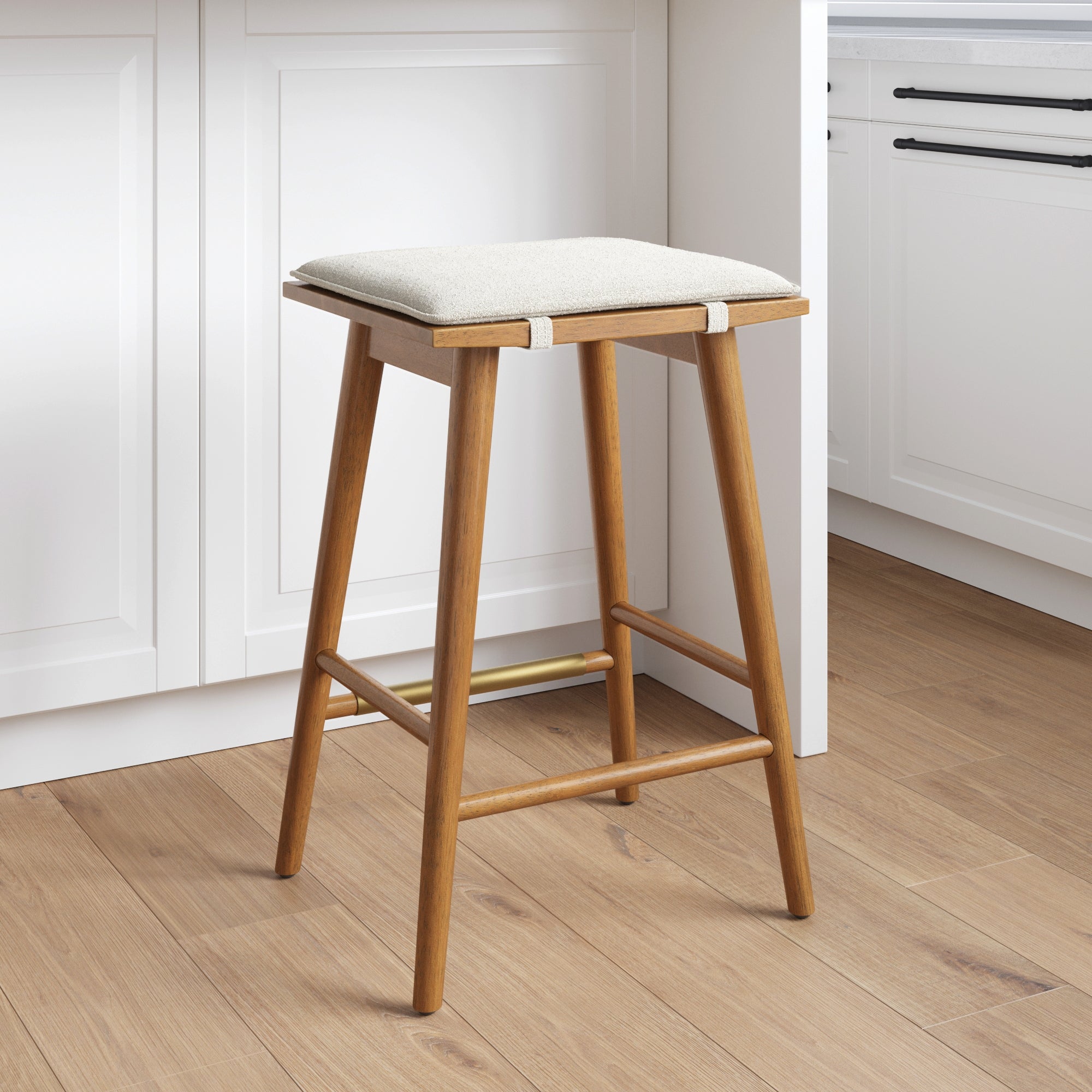 Wood & Boucle Counter Height Bar Stools Brown - Nathan James