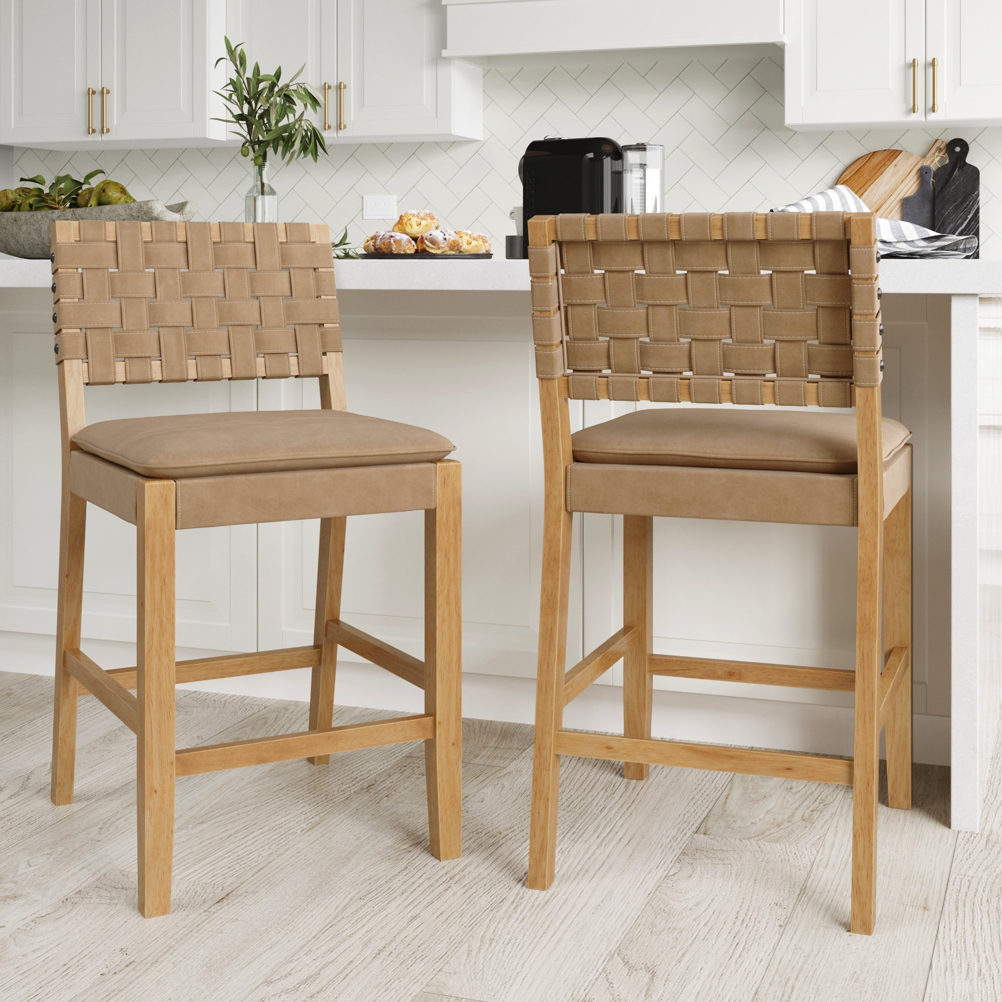 Woven Counter Height Bar Stools Brown (Set of 2) - Nathan James