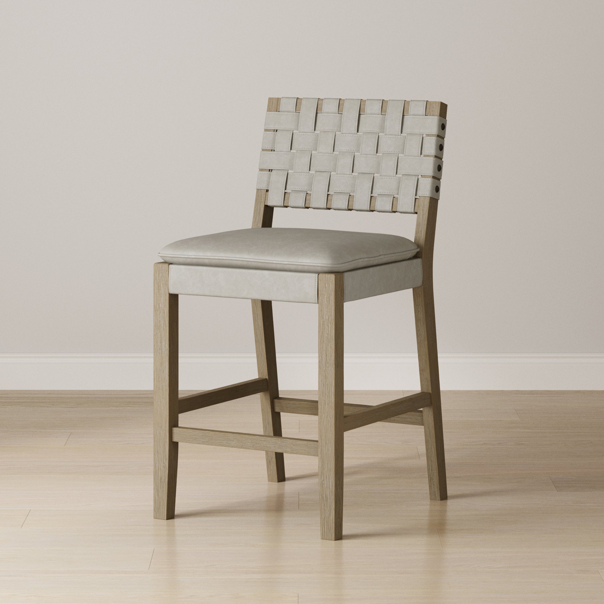 Woven Faux Leather Counter Height Bar Stool Taupe - Nathan James
