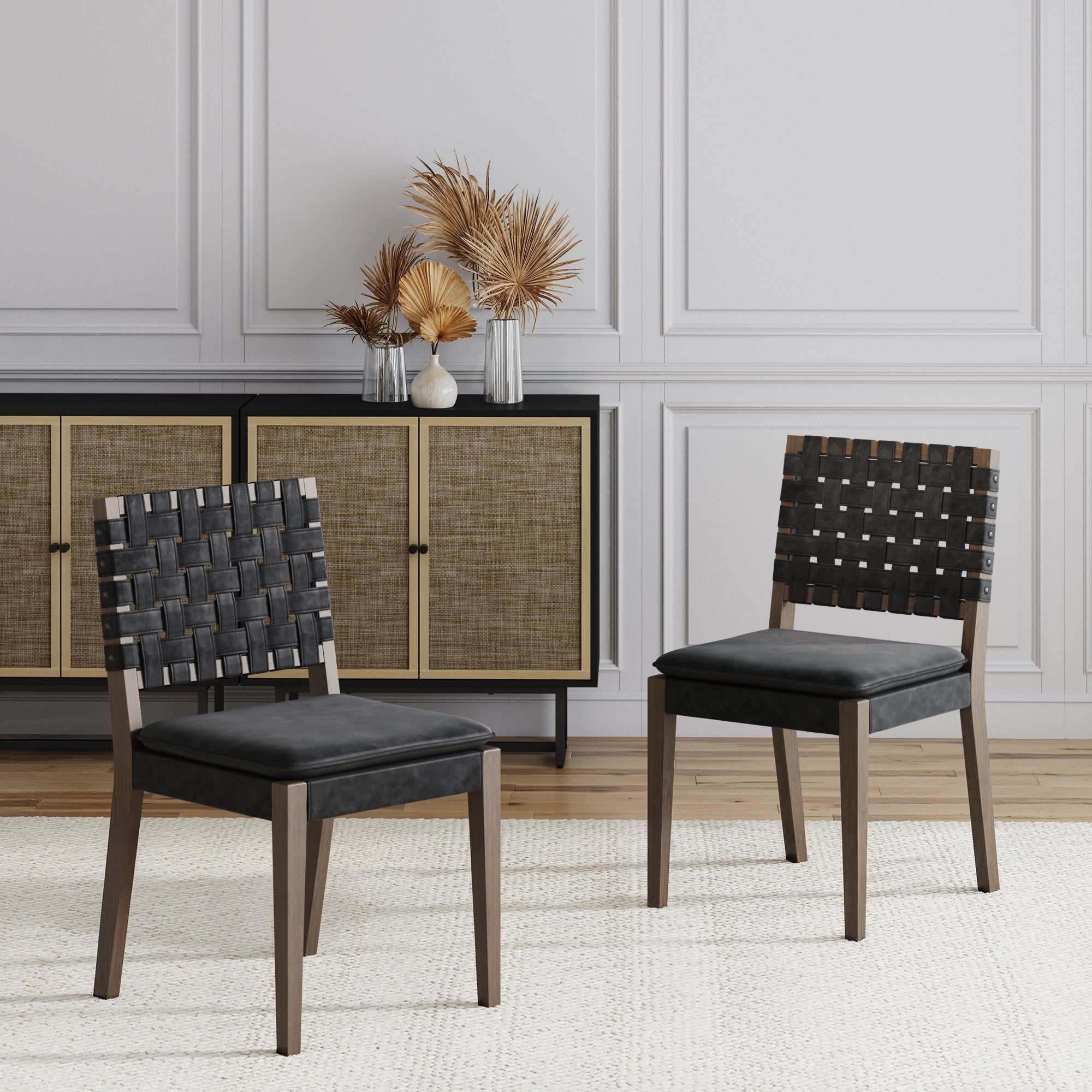 Faux Leather Dining Chairs Black (Set of 2) - Nathan James