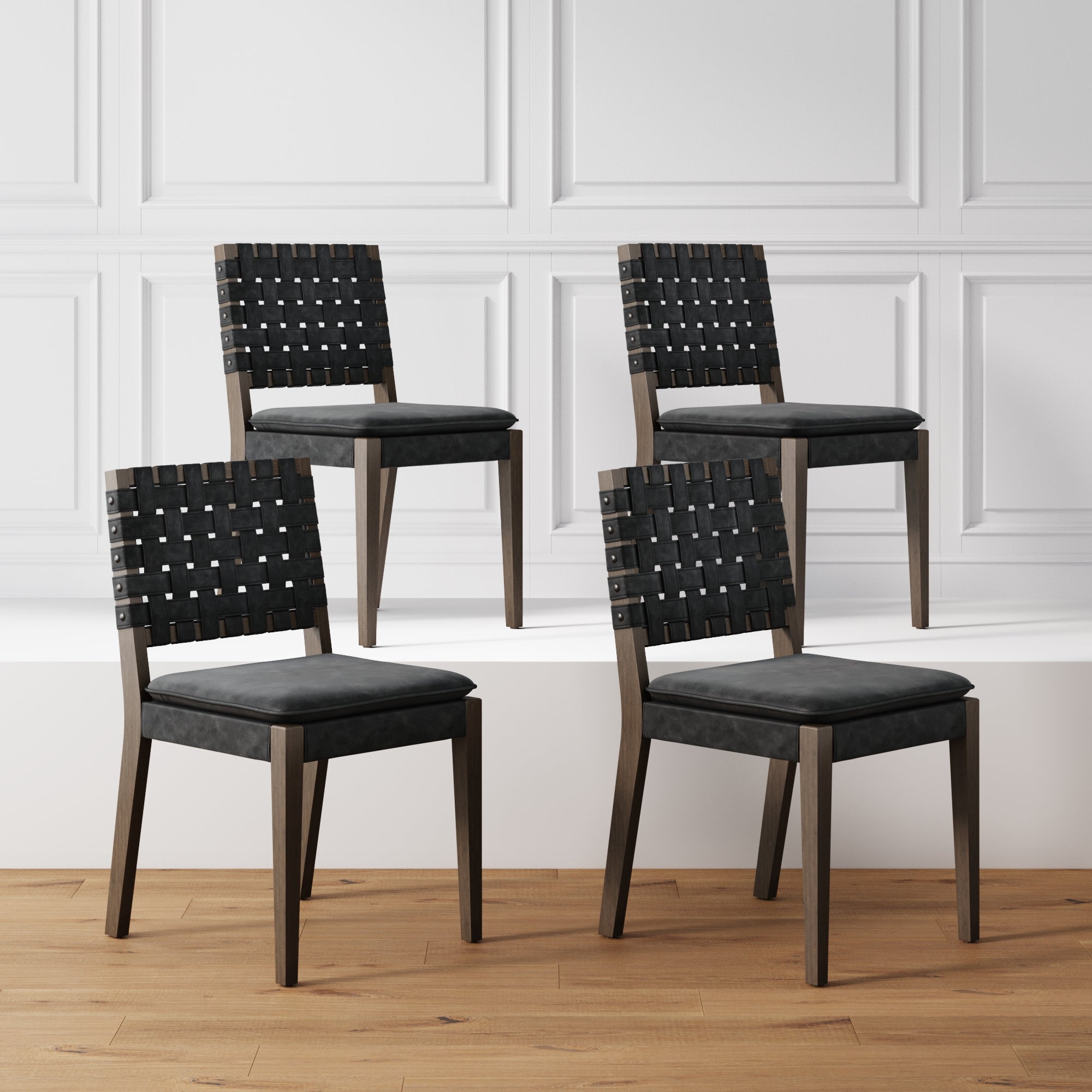 Faux Leather Dining Chairs Black (Set of 4) - Nathan James