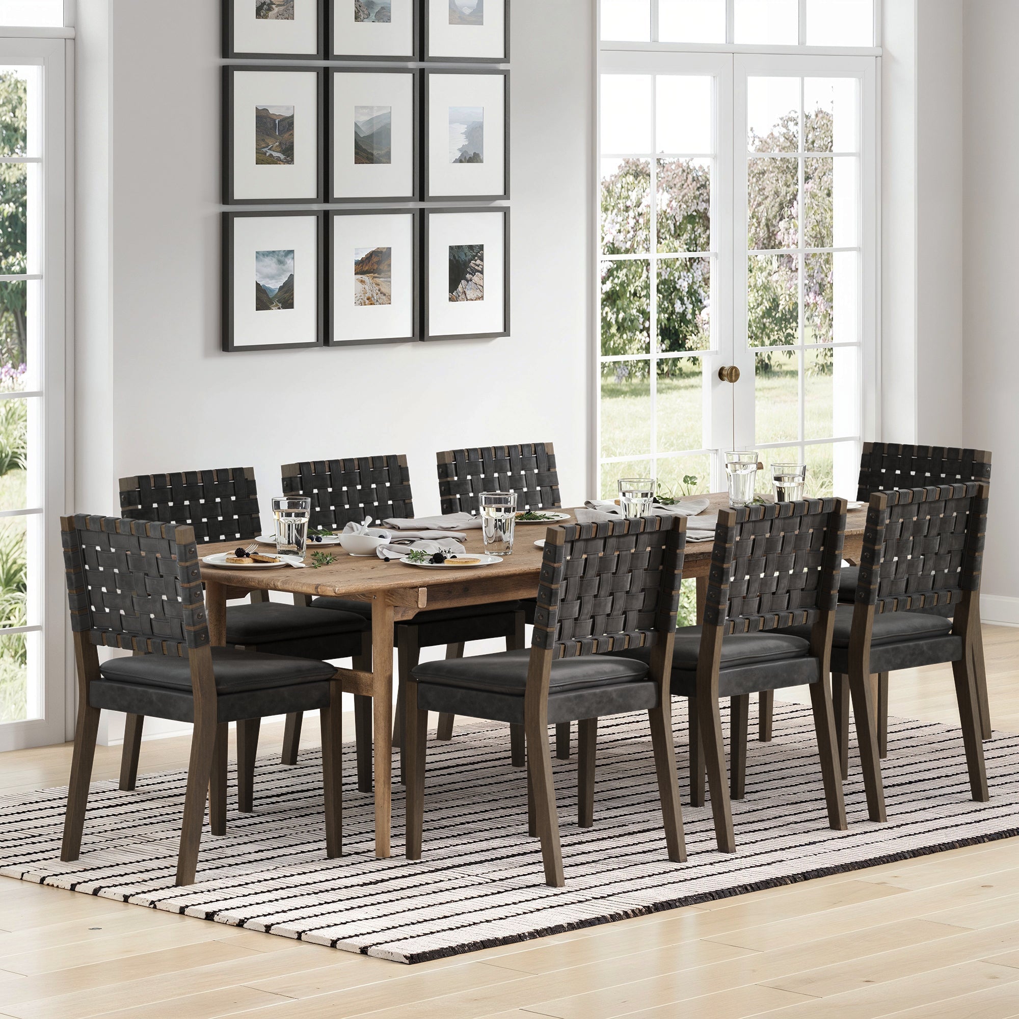 Faux Leather Dining Chairs Black (Set of 8) - Nathan James