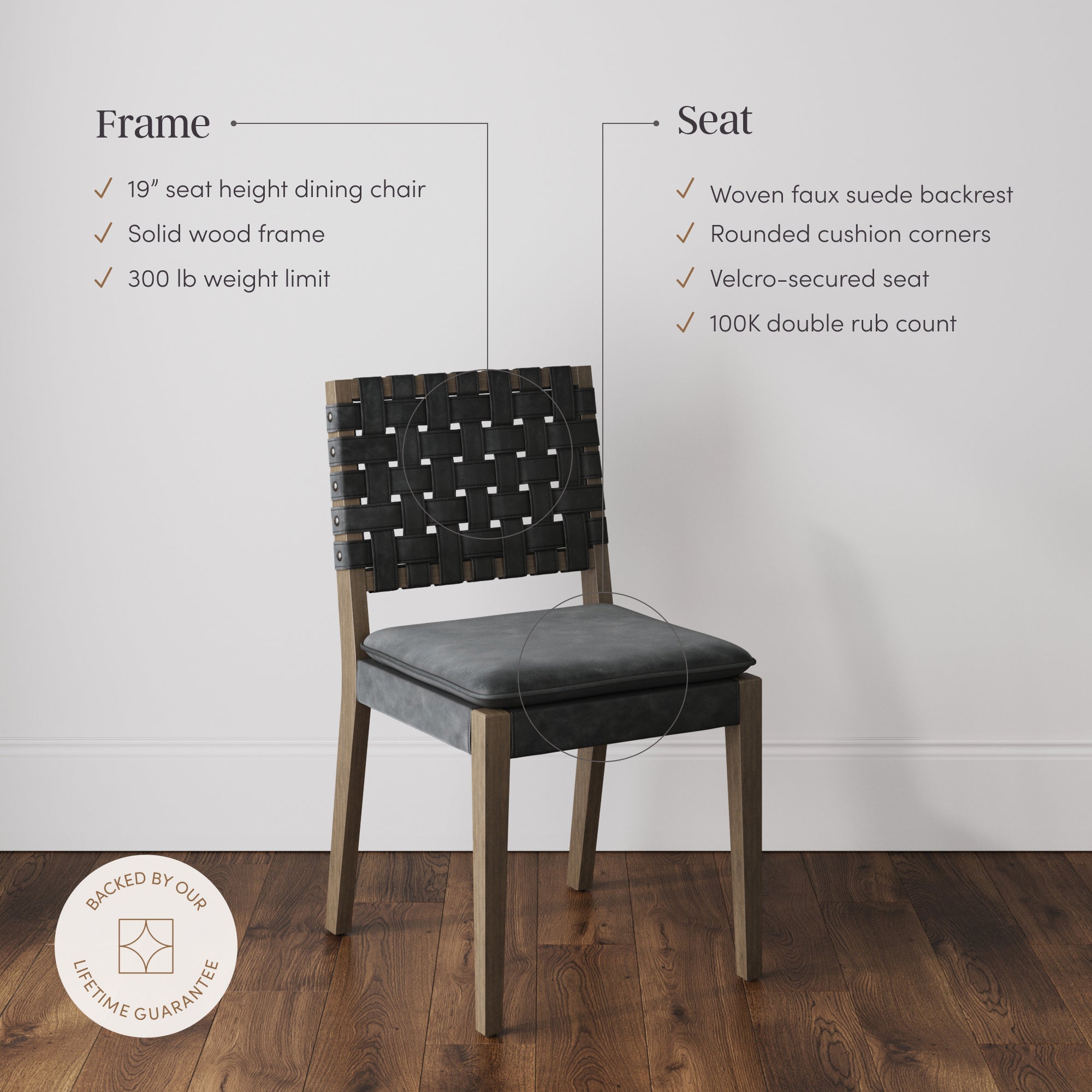 Faux Suede Dining Chairs Black (Set of 6) - Nathan James