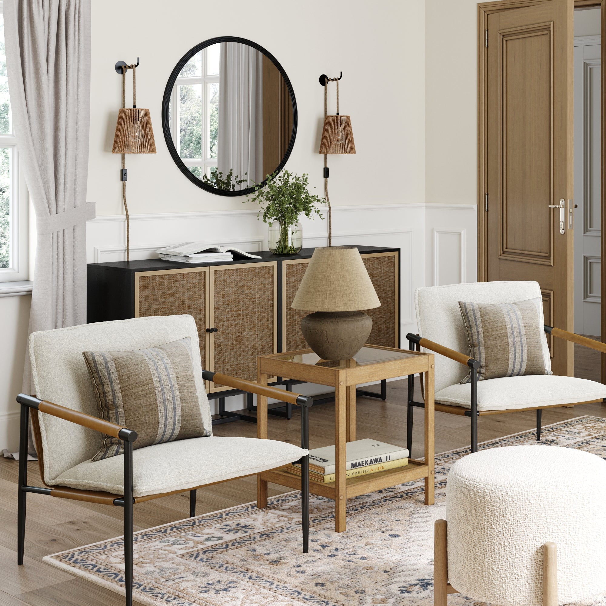 Boucle & Metal Accent Chairs (Set of 2) - Nathan James