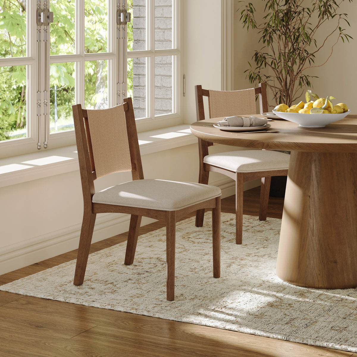 Arched Back Seagrass Dining Chair Medium Brown (Set of 2) - Nathan James