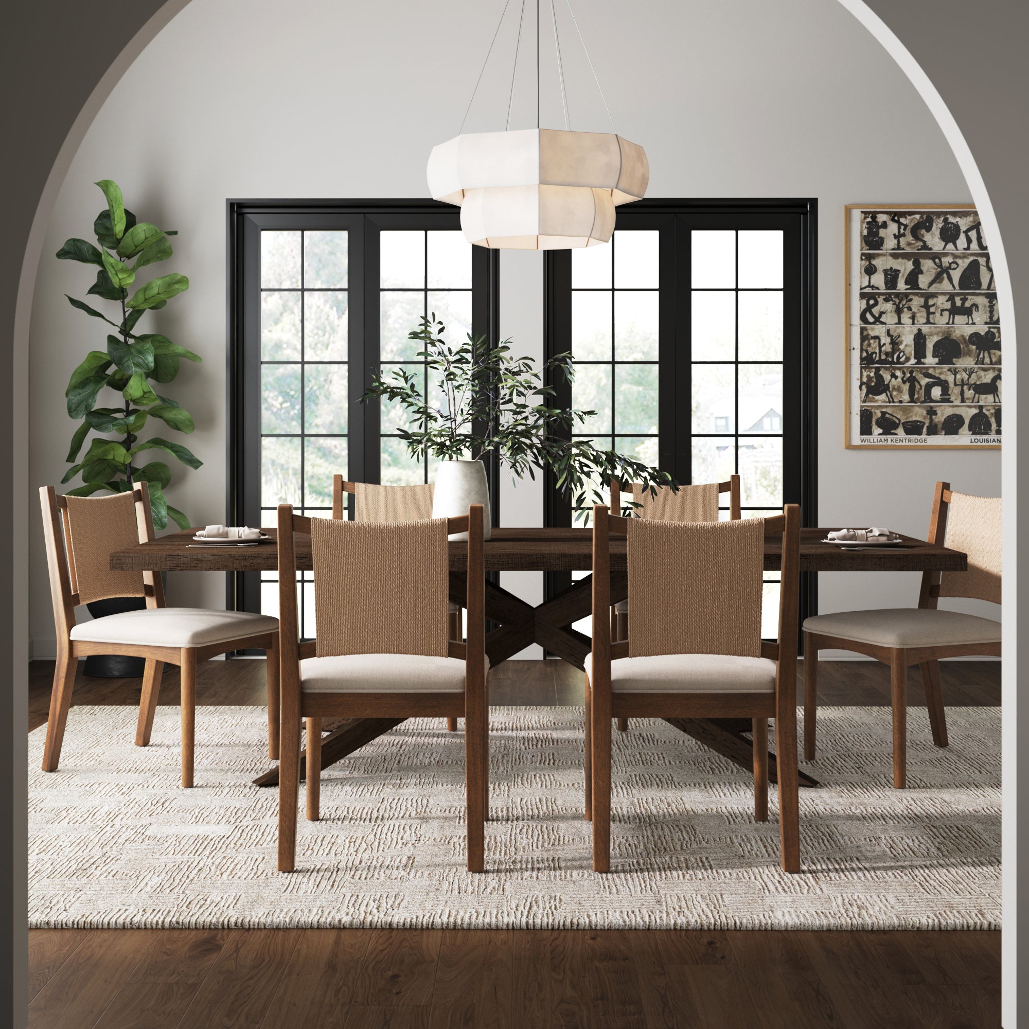 Arched Back Seagrass Dining Chair Medium Brown (Set of 6) - Nathan James