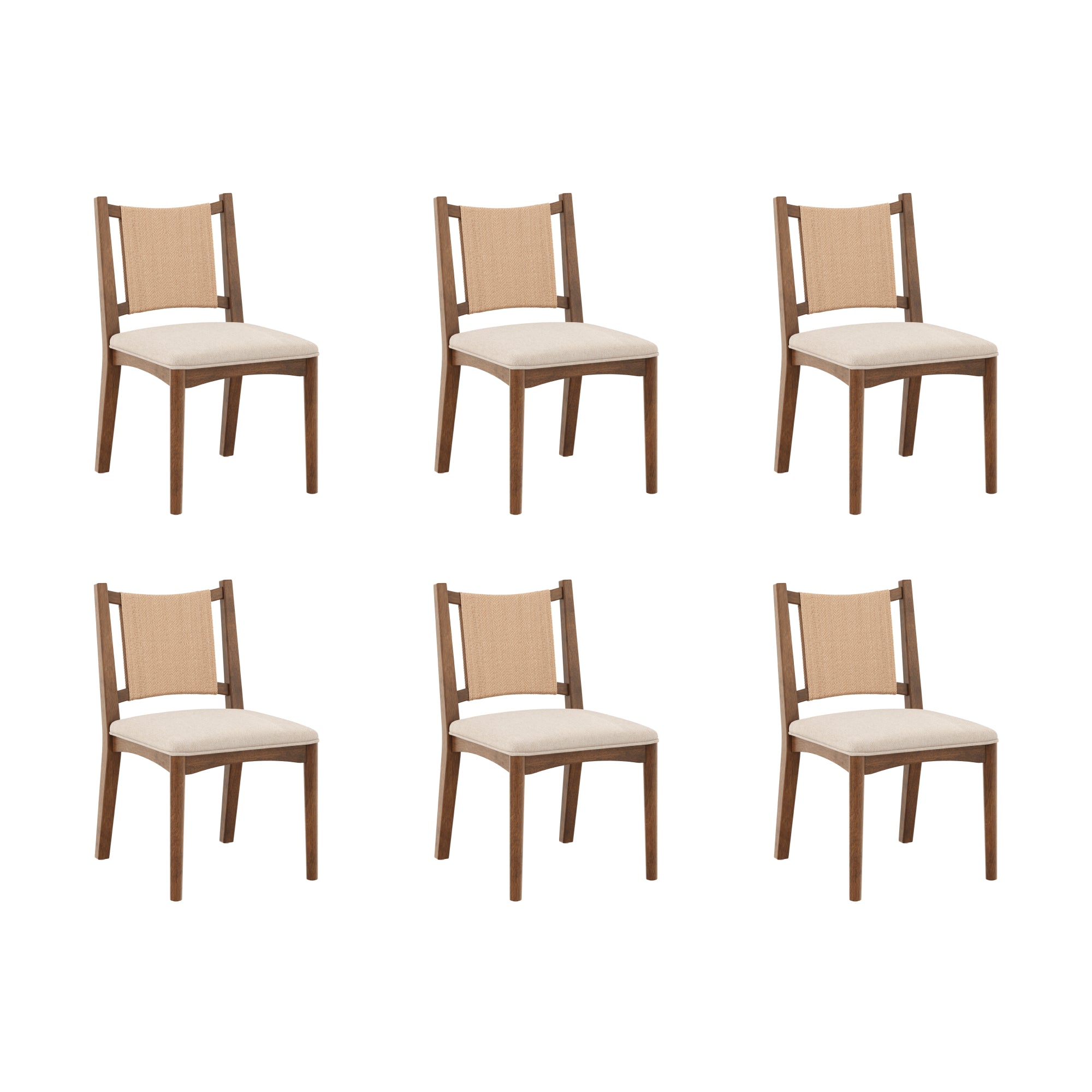Arched Back Seagrass Dining Chair Medium Brown (Set of 6) - Nathan James