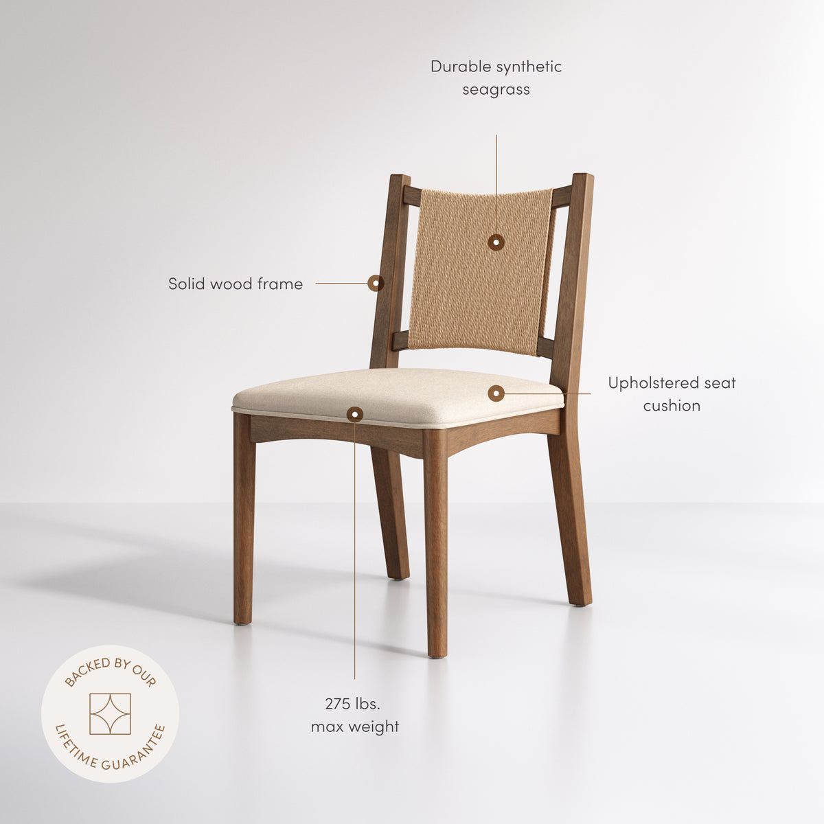 Arched Back Seagrass Dining Chair Medium Brown - Nathan James