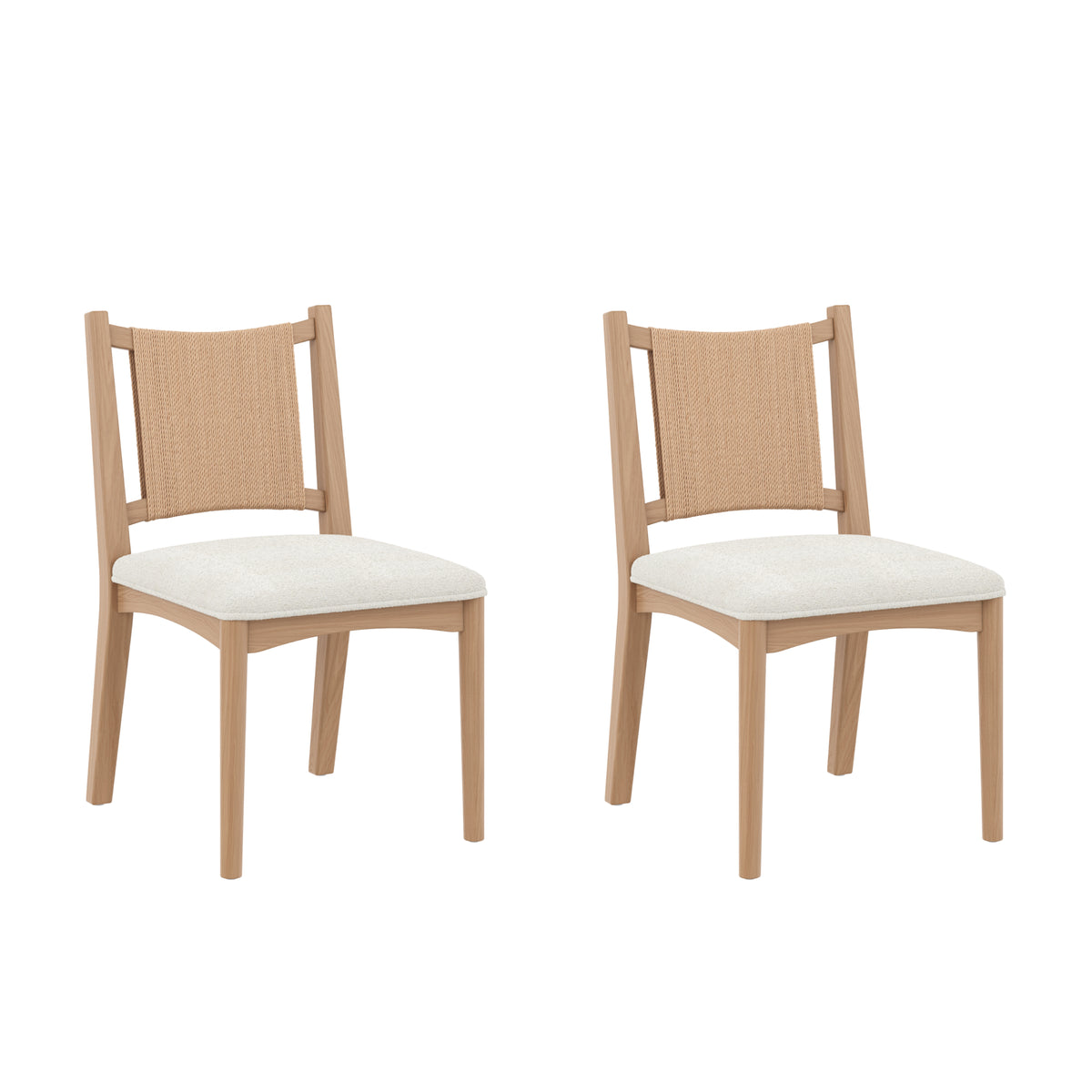 Arched Back Seagrass Boucle Dining Chair Raw Oak (Set of 2) - Nathan James