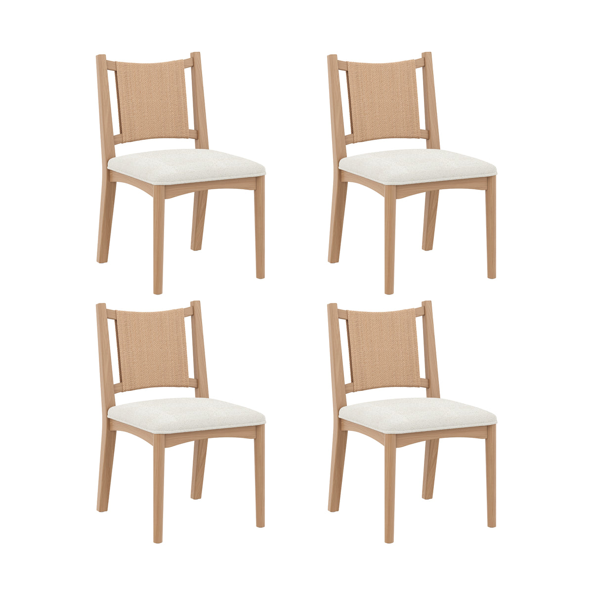 Arched Back Seagrass Boucle Dining Chair Raw Oak (Set of 4) - Nathan James