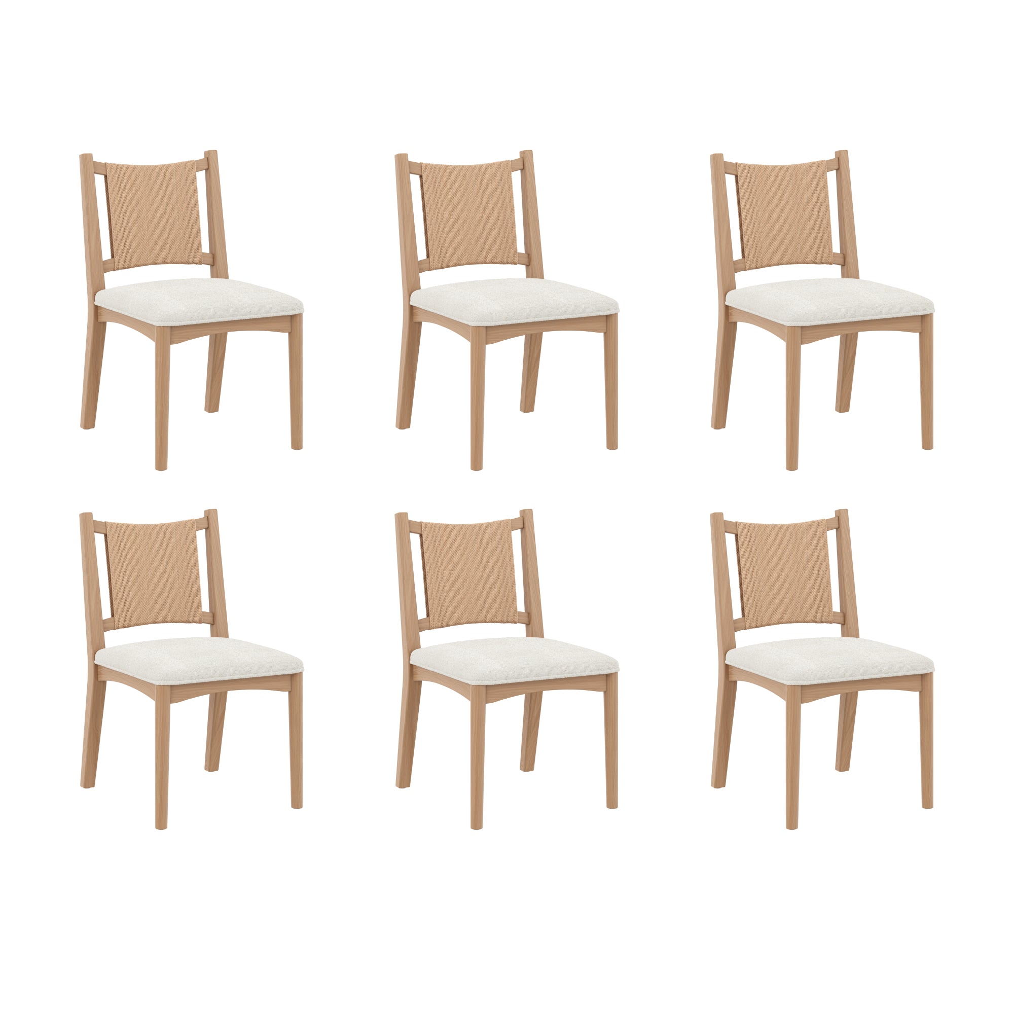 Arched Back Seagrass Boucle Dining Chair Raw Oak (Set of 6) - Nathan James