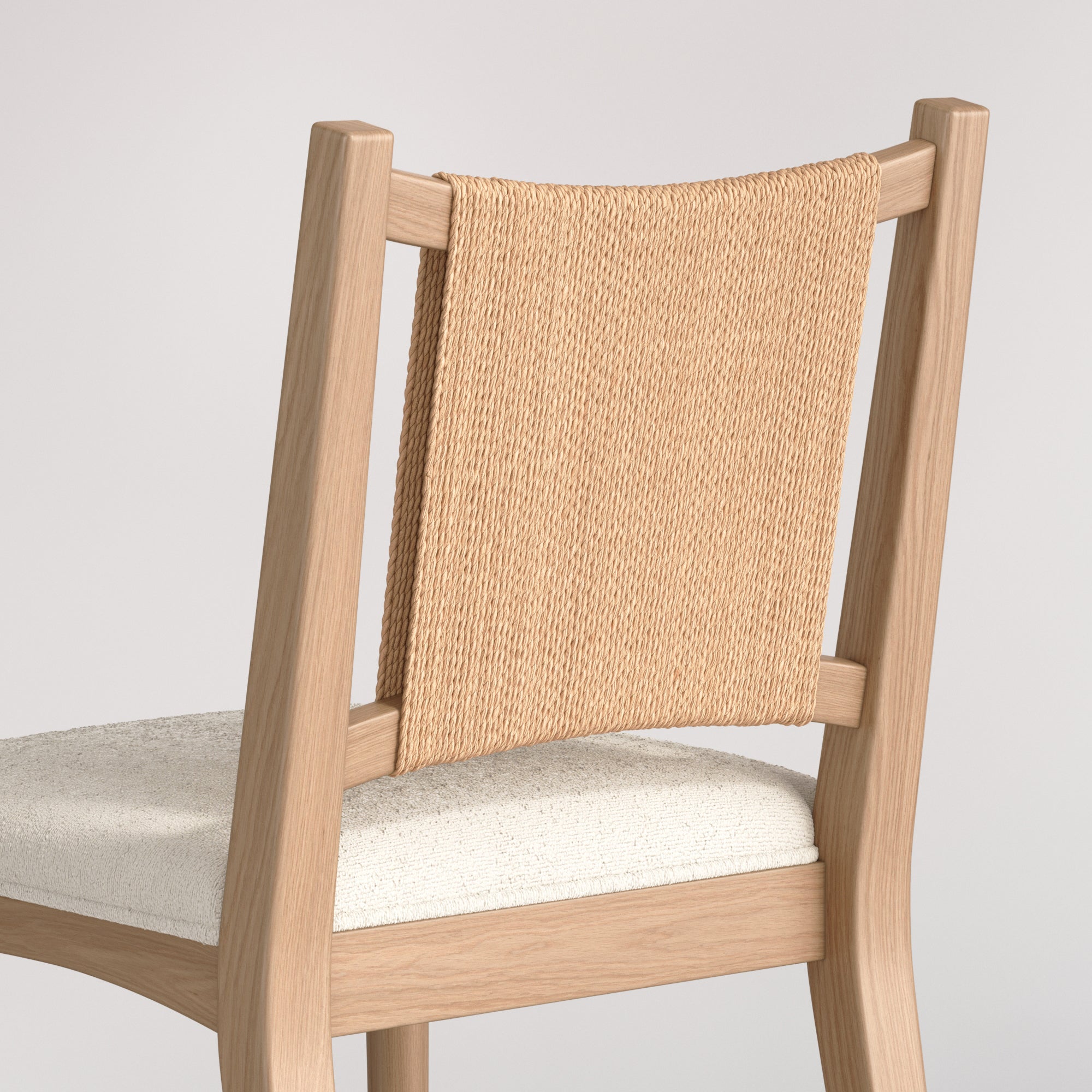 Arched Back Seagrass Boucle Dining Chair Raw Oak (Set of 6) - Nathan James