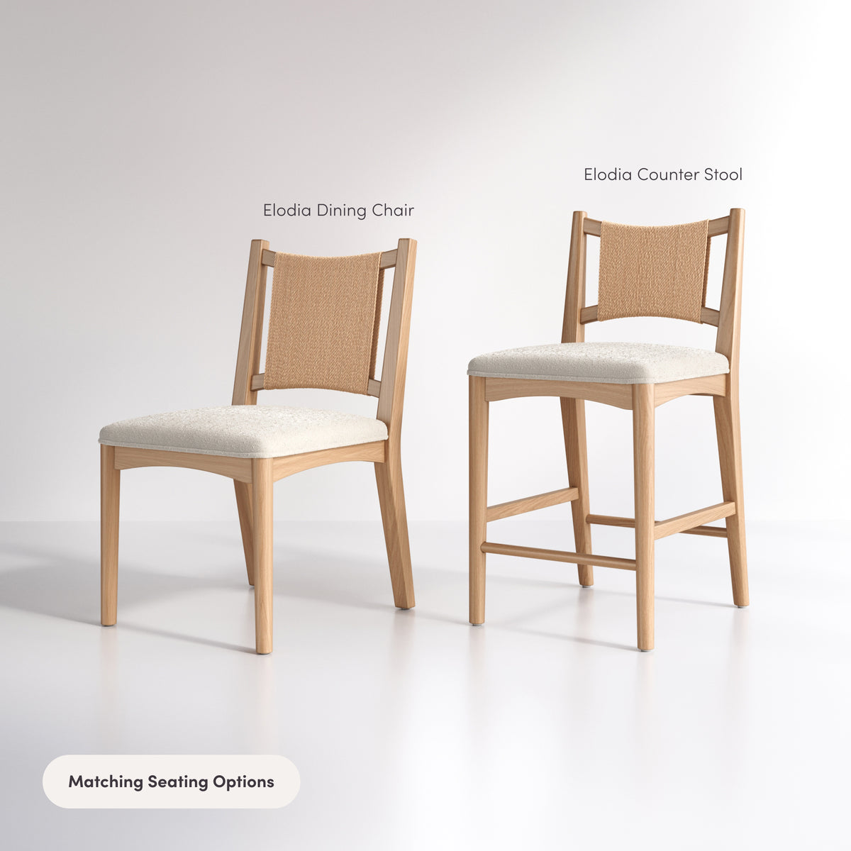 Arched Back Seagrass Boucle Dining Chair Raw Oak (Set of 6) - Nathan James