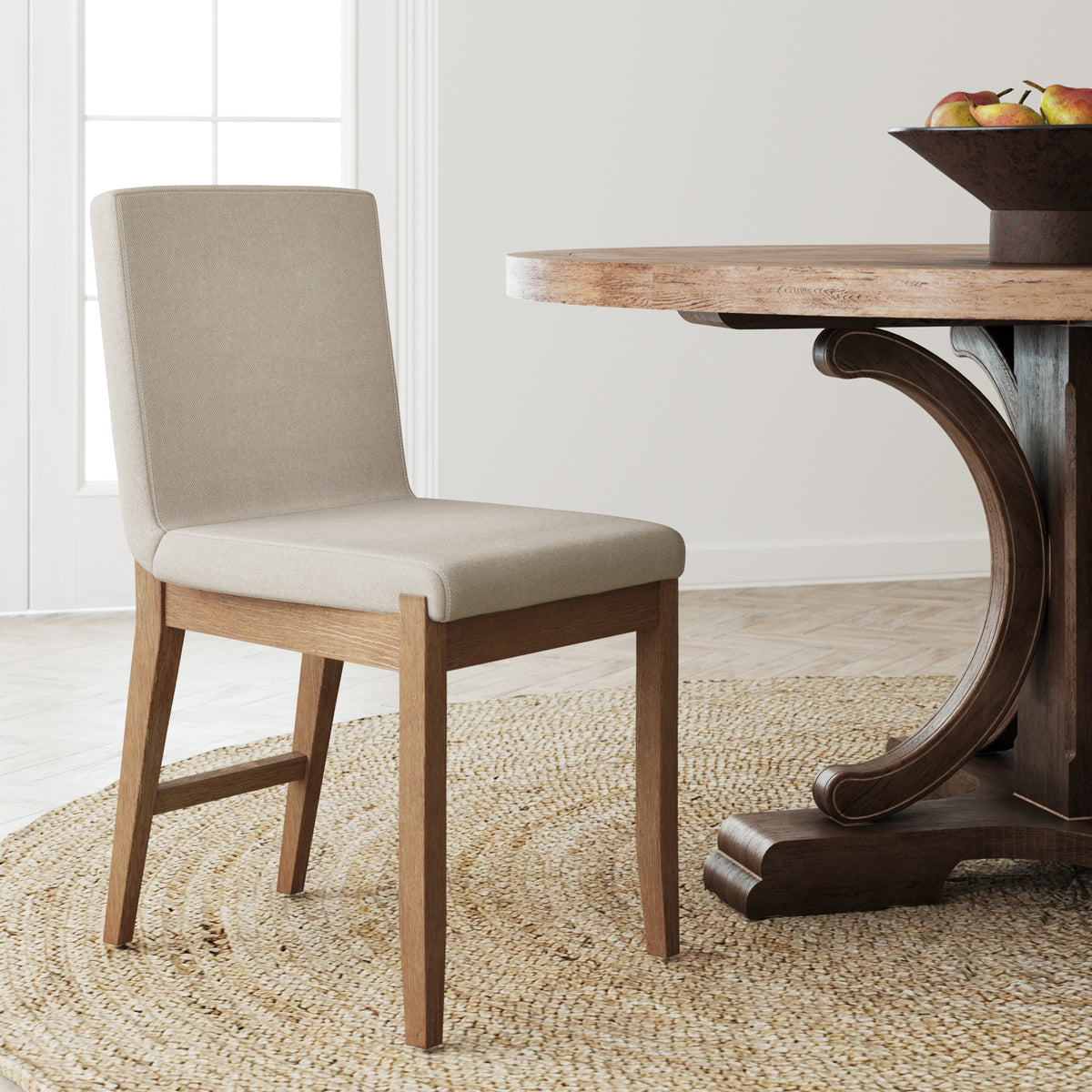 Wood Upholstered Dining Chair Brushed Light Brown Flax - Nathan James