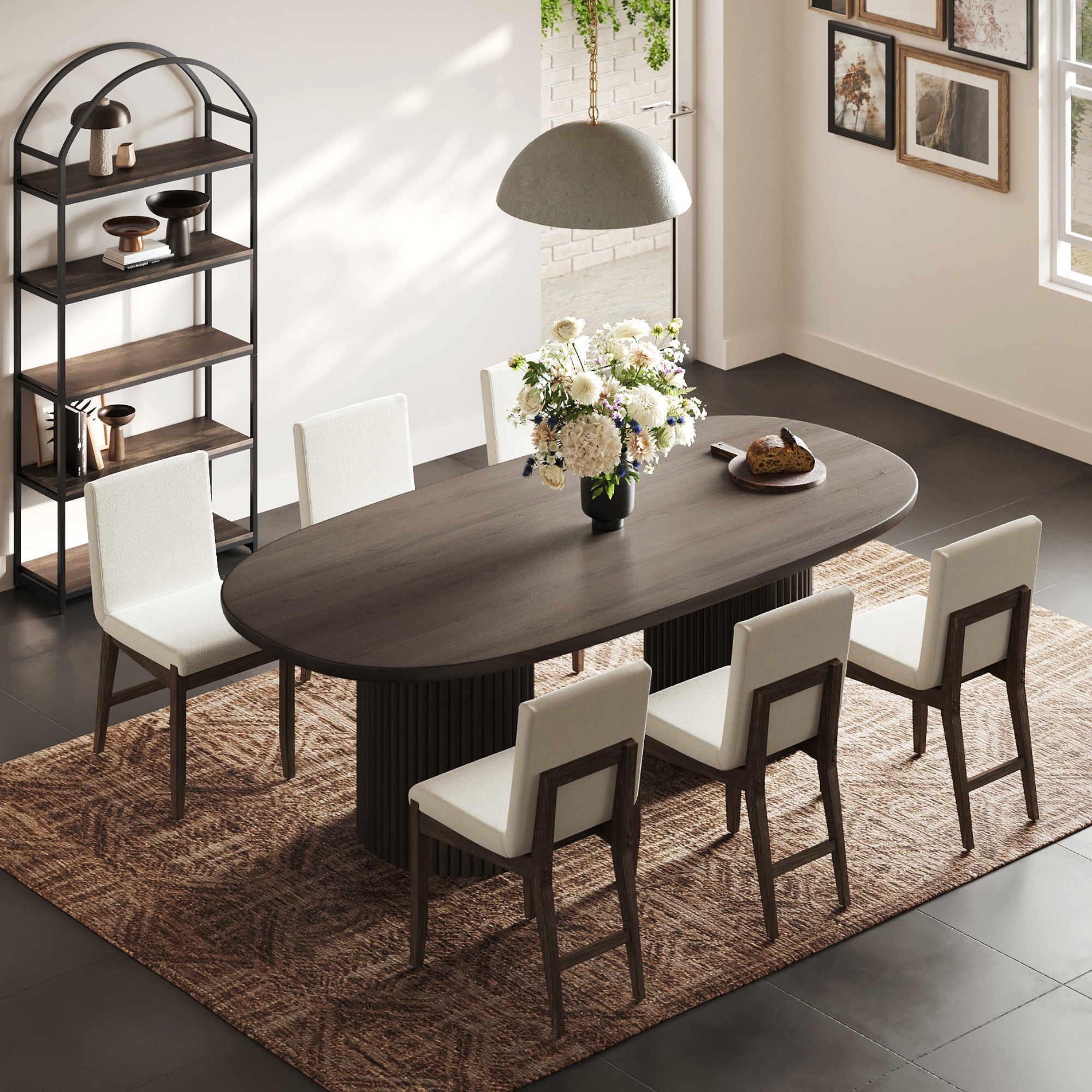 Exposed Back Dining Chairs Dark Brown (Set of 6) - Nathan James