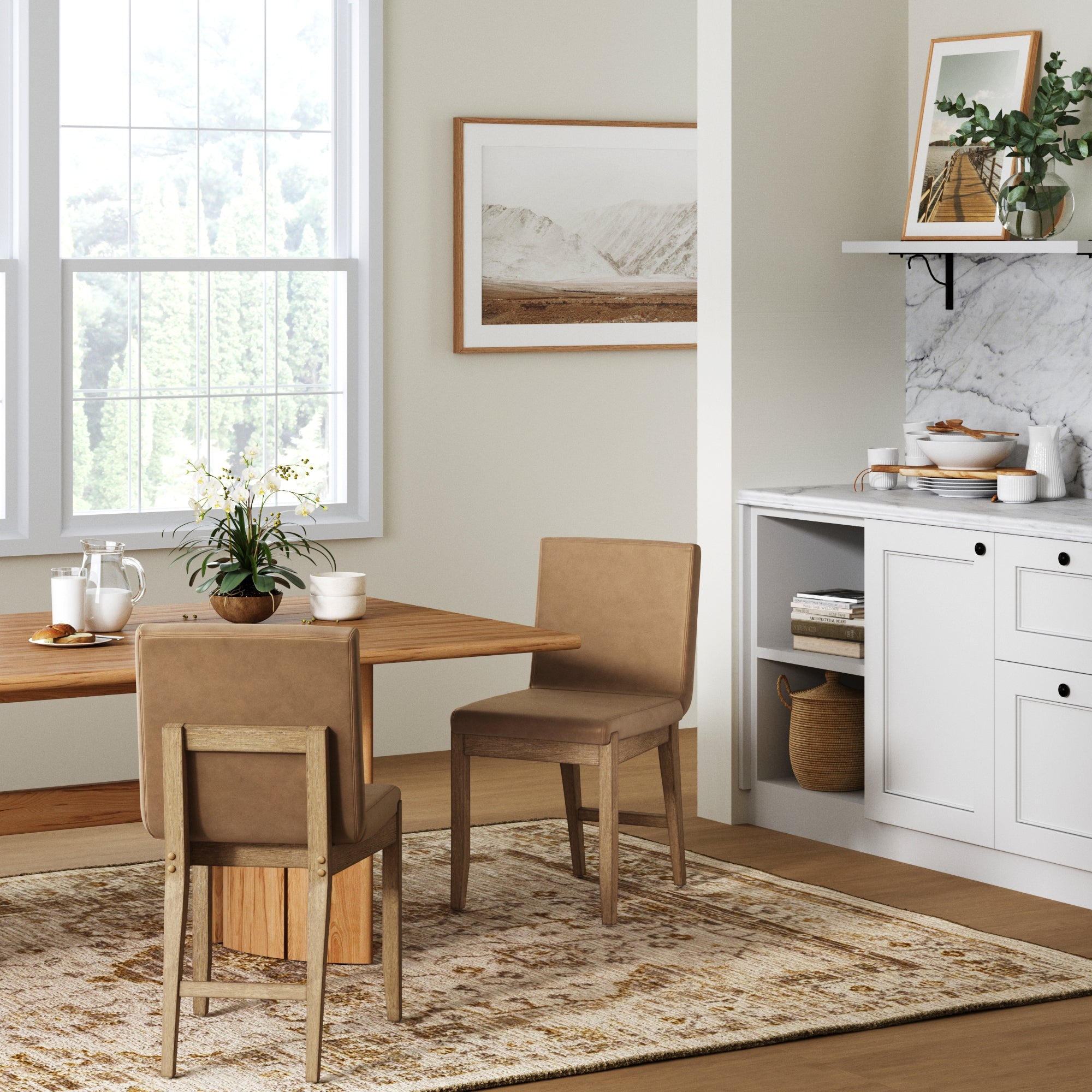 Exposed Back Dining Chair Light Brown (Set of 2) - Nathan James
