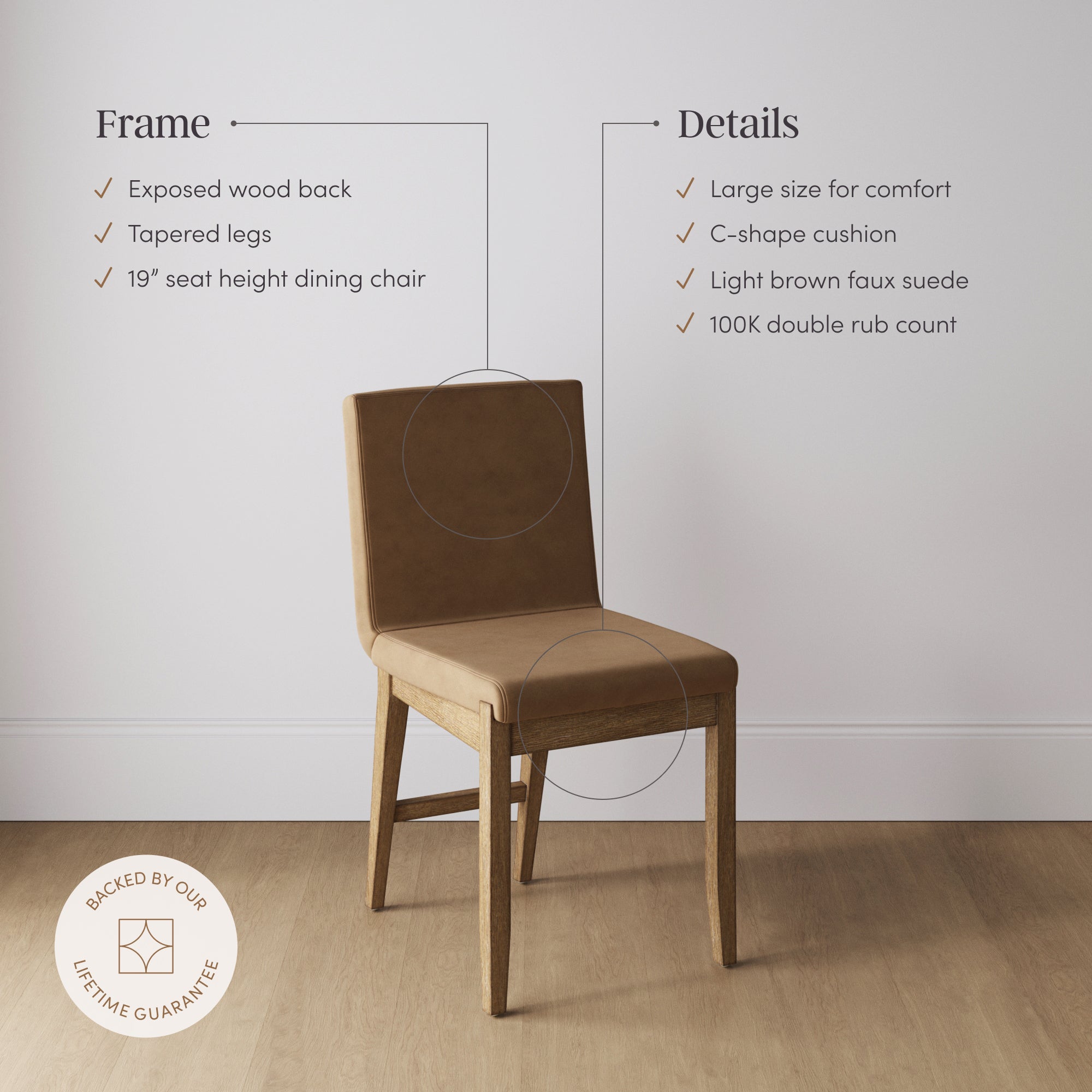 Exposed Back Dining Chair Light Brown (Set of 2) - Nathan James