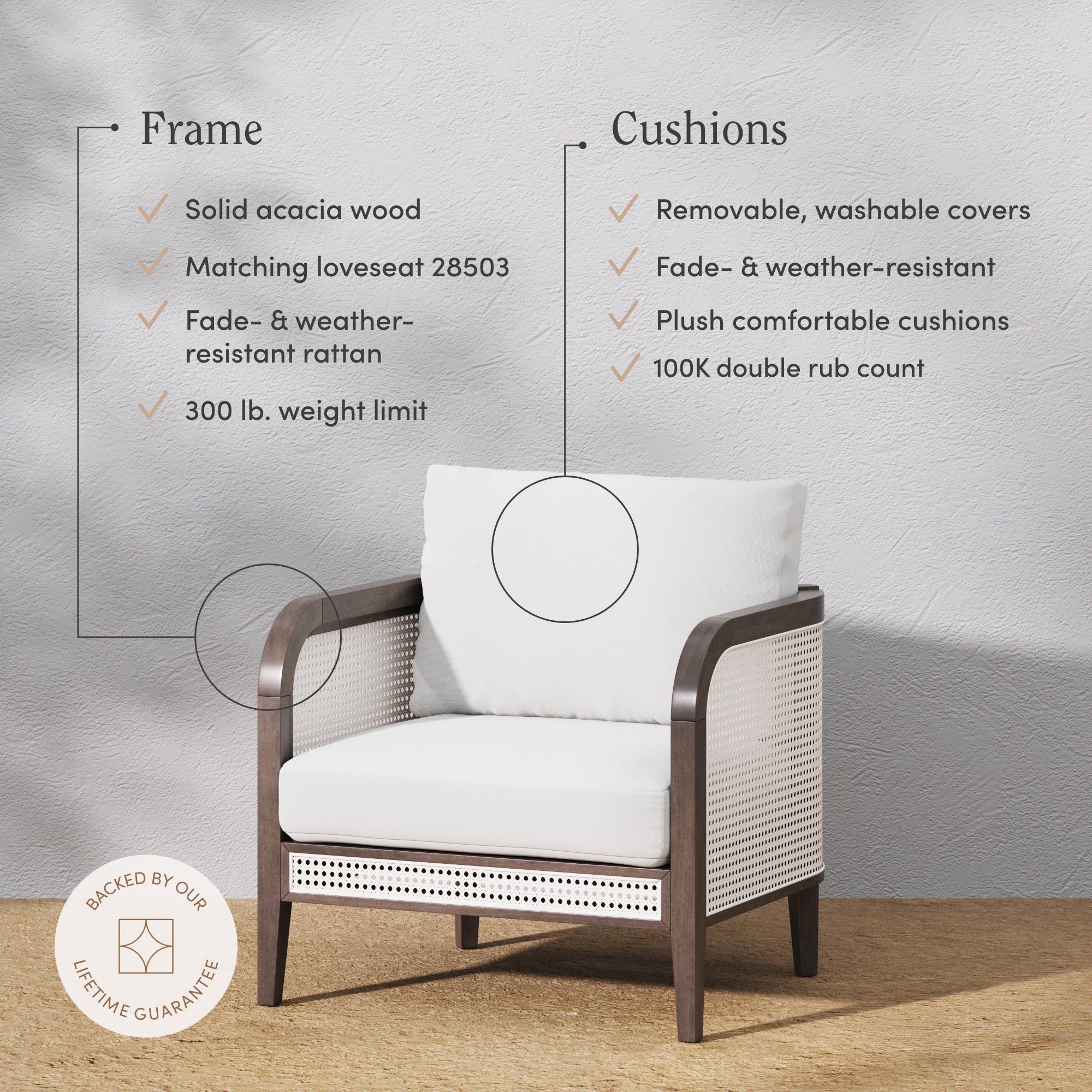 Outdoor Wood & Rattan Patio Arm Chairs Graphite (Set of 4) - Nathan James