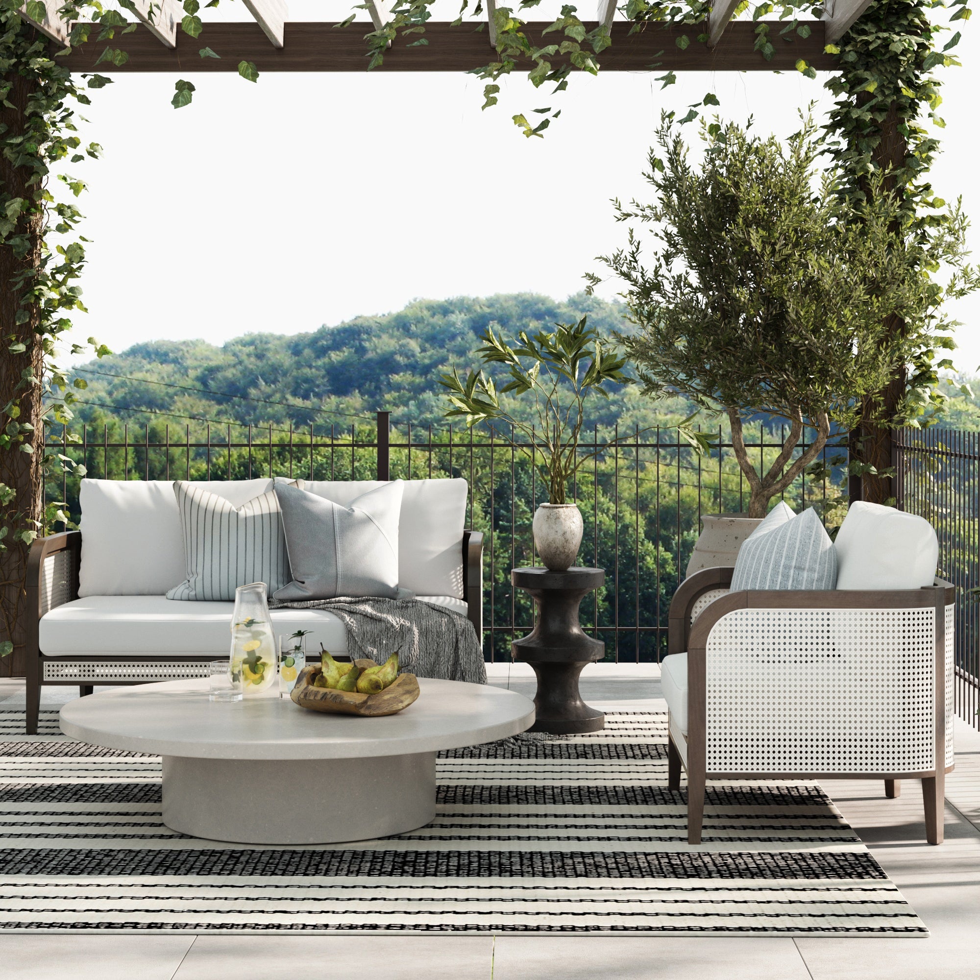 Outdoor Wood & Rattan Patio Arm Chair Graphite - Nathan James