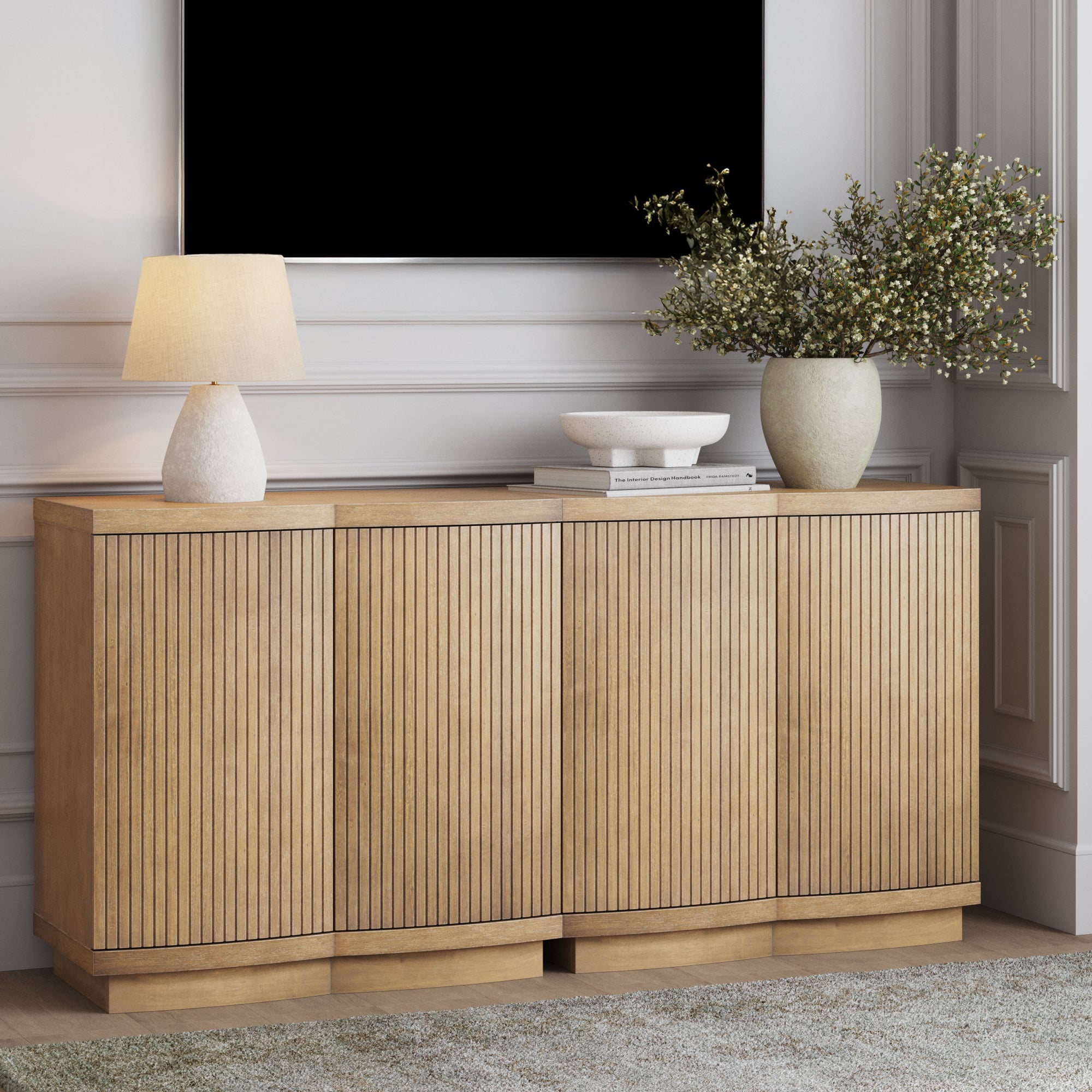 Mid - Century Modern Fluted TV Console Light Brown (55 - 65" TVs) - Nathan James