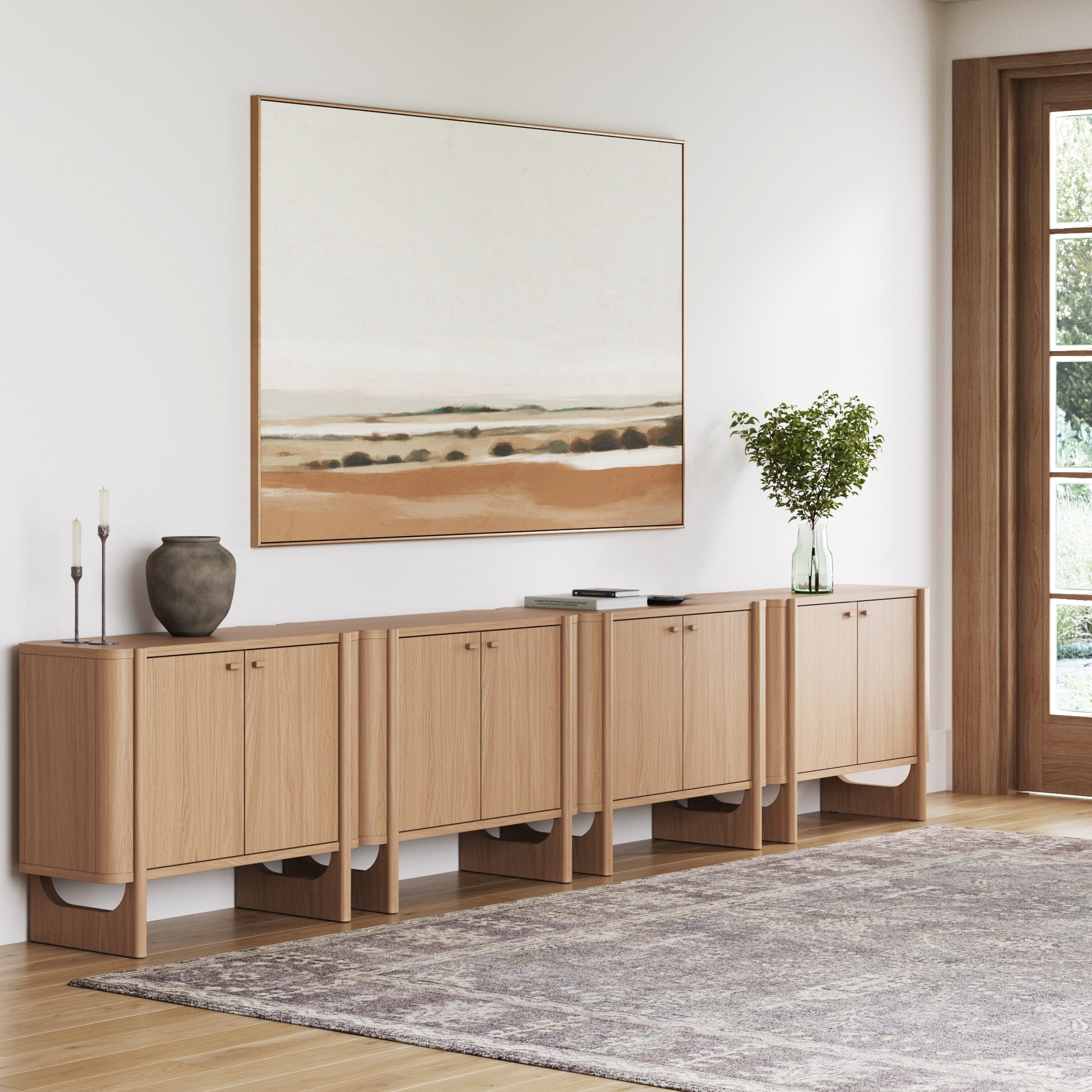 Mid - Century Wood TV Console Raw Oak for TVs up to to 85" - Nathan James