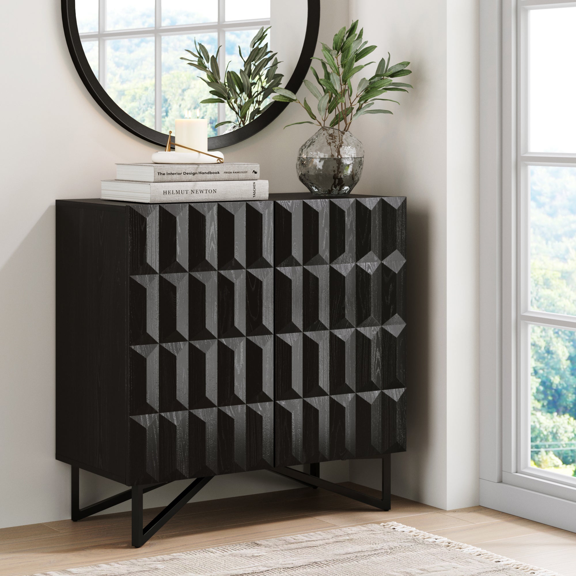 Contemporary Credenza Storage with Textured Front Black Oak - Nathan James